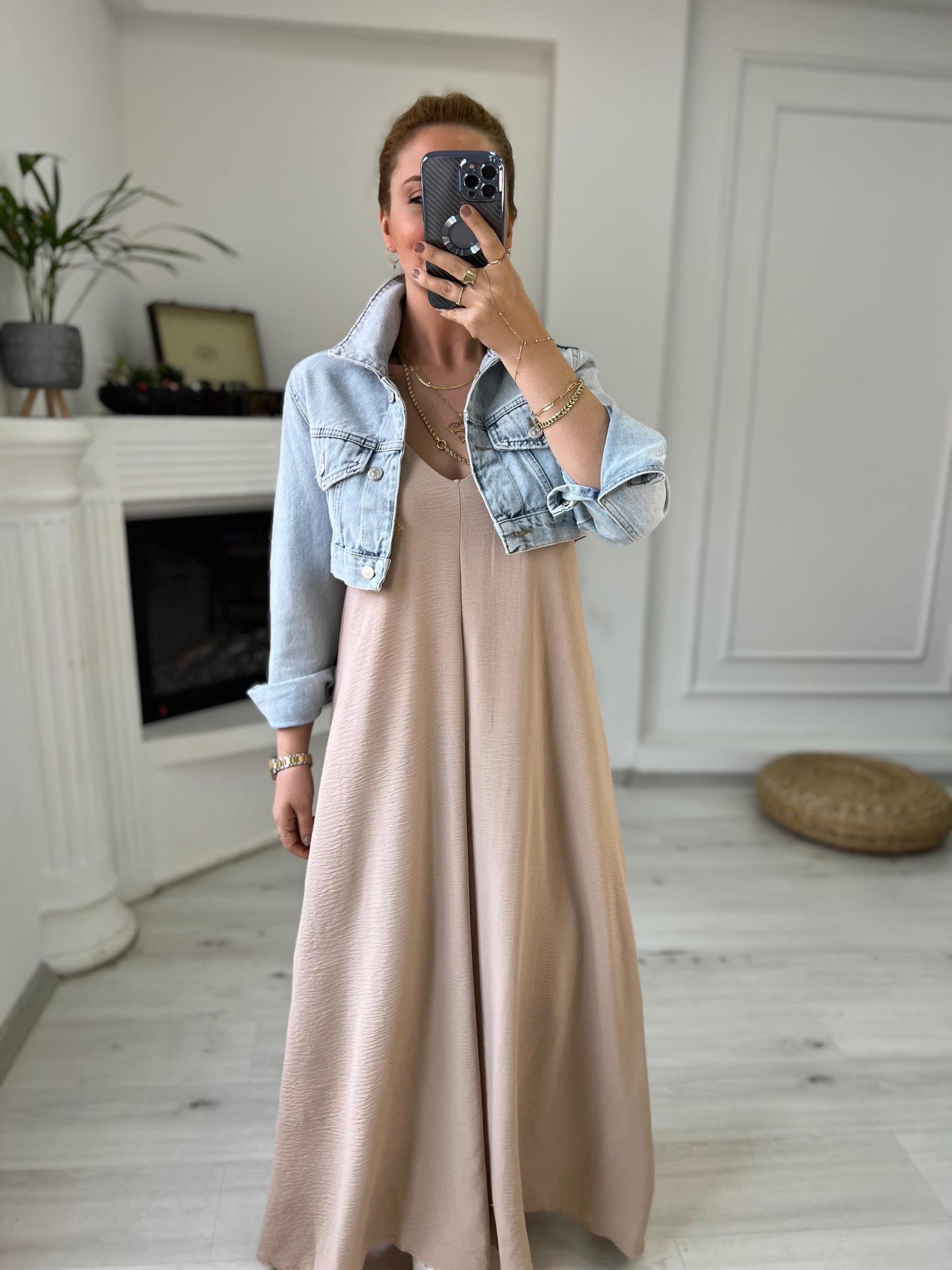 65320 Kısa Jean Ceket BUZ MAVİSİ