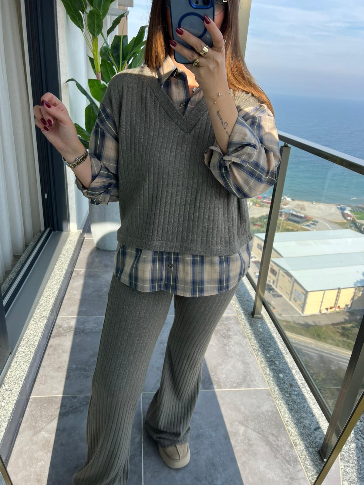6596 Gömlek Detay Takım VİZON