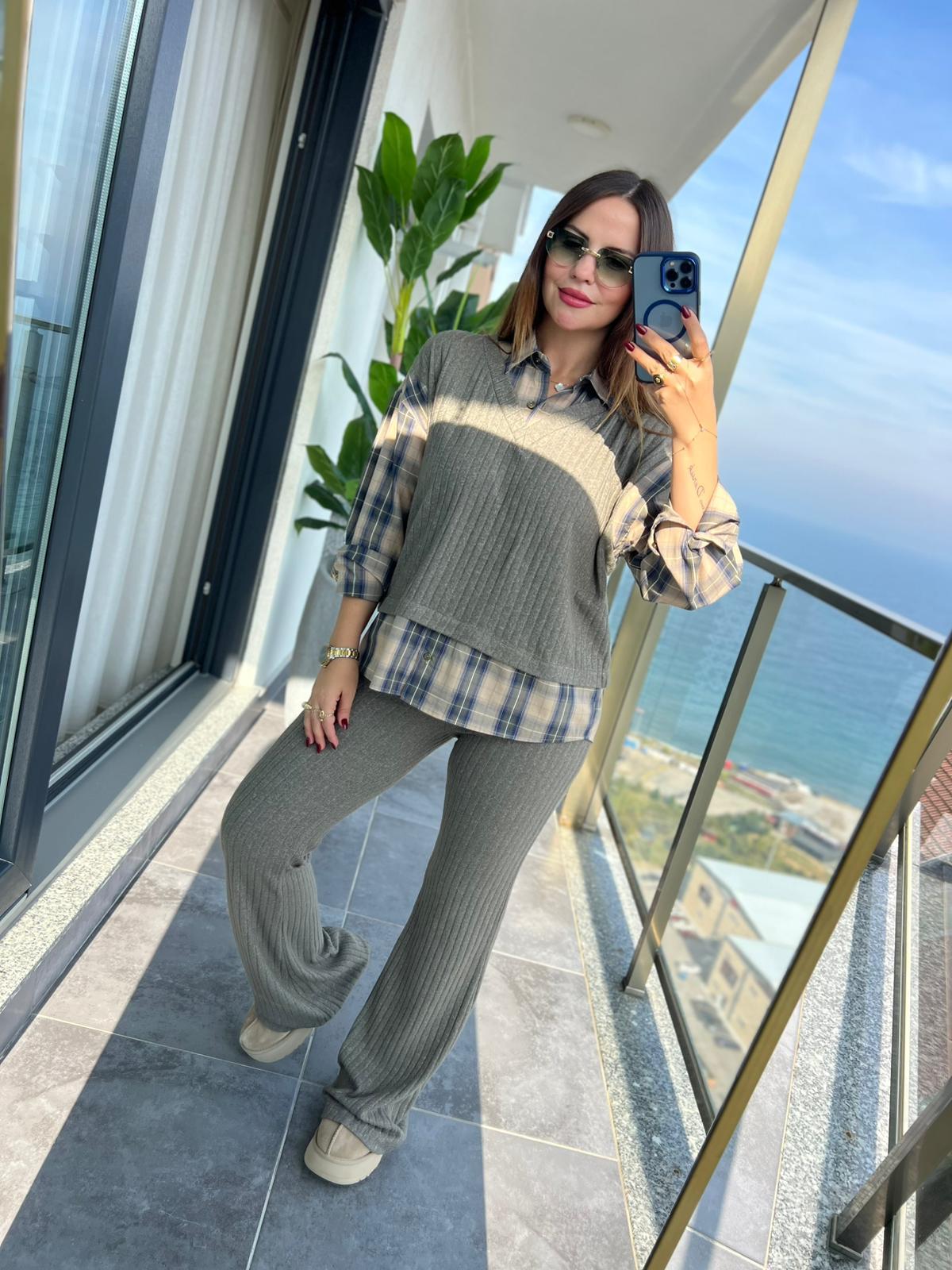 6596 Gömlek Detay Takım VİZON