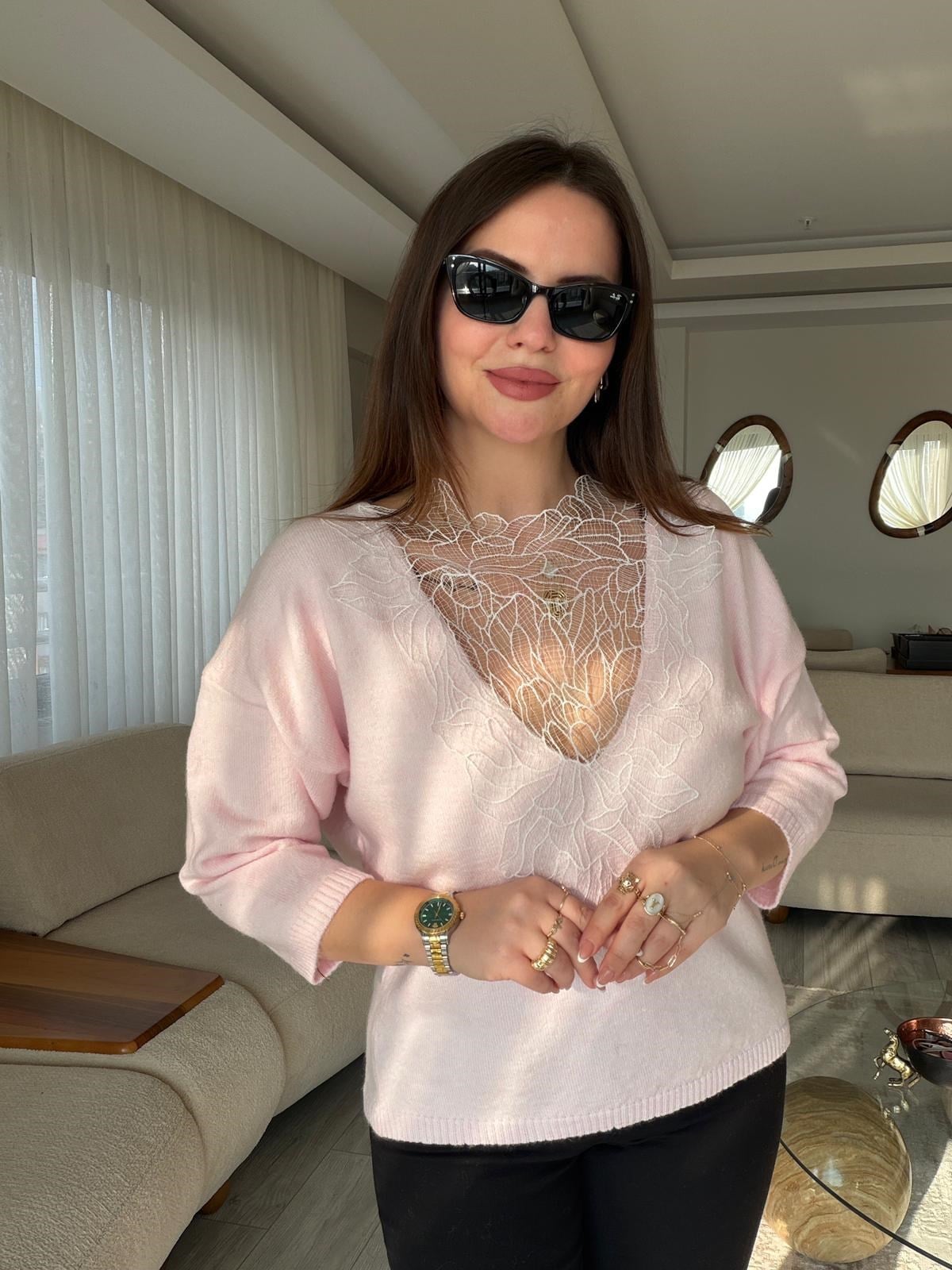 6702 Sırt Dekolte Kazak PEMBE