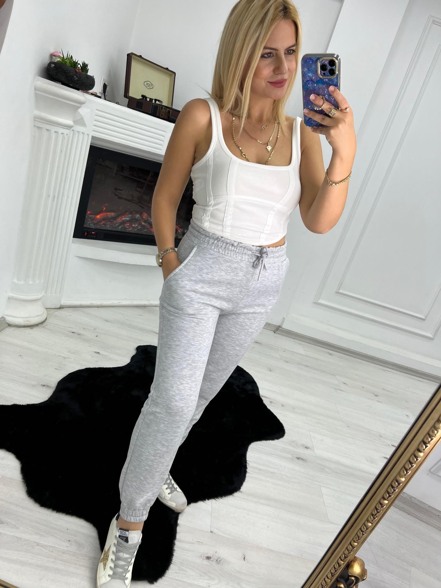 7012 Bel Paça Lastikli Pantolon GRİ