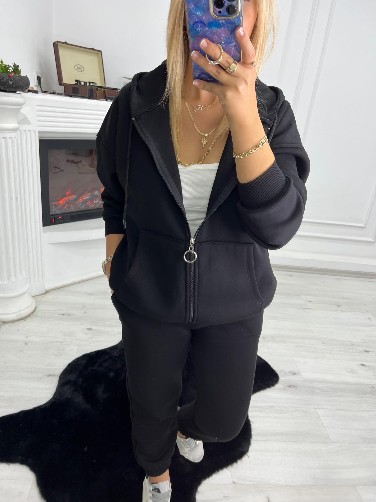 7024 Kangru Cepli Fermuarlı Sweat SİYAH