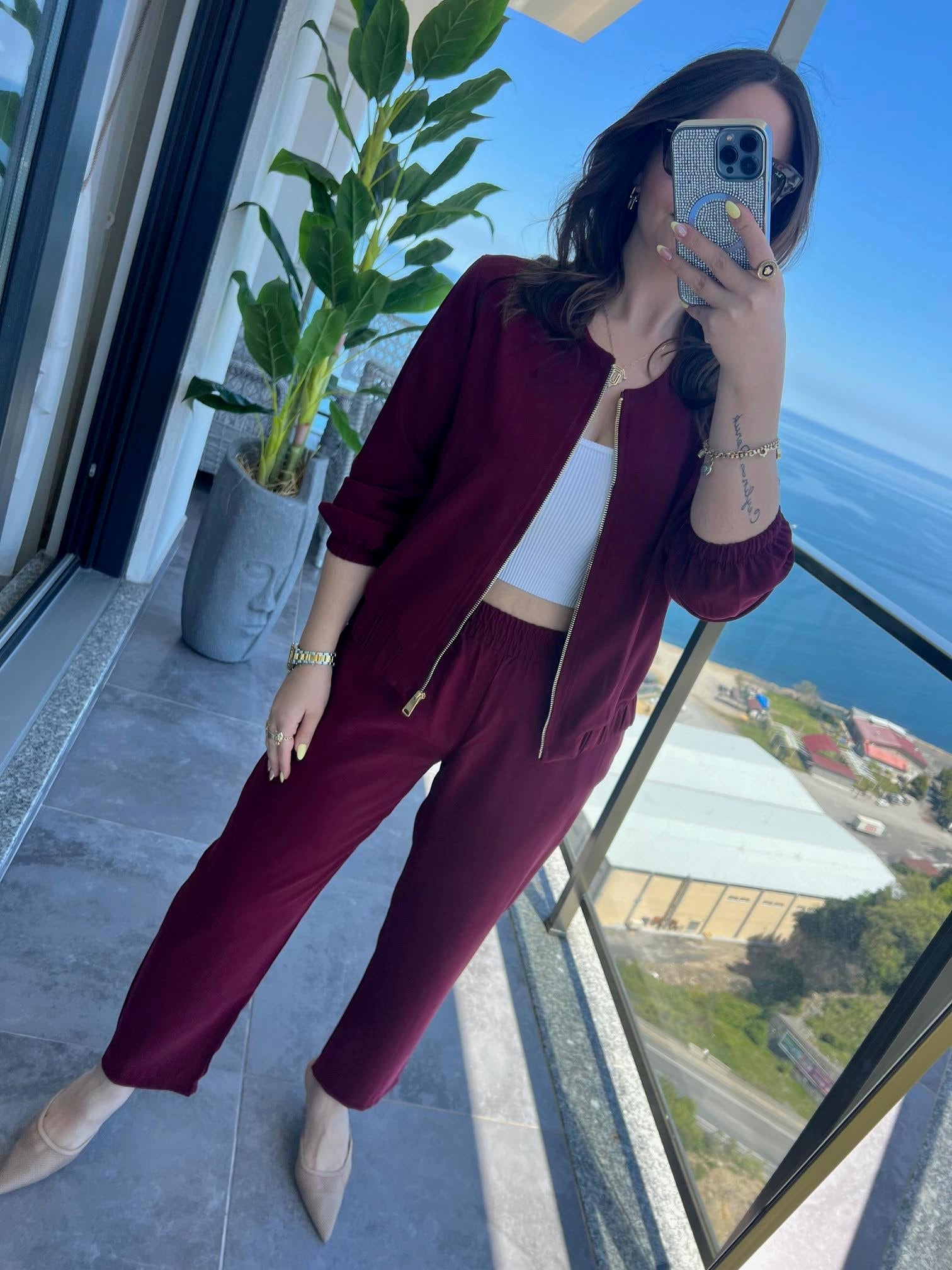 7132 Tencel Takım BORDO