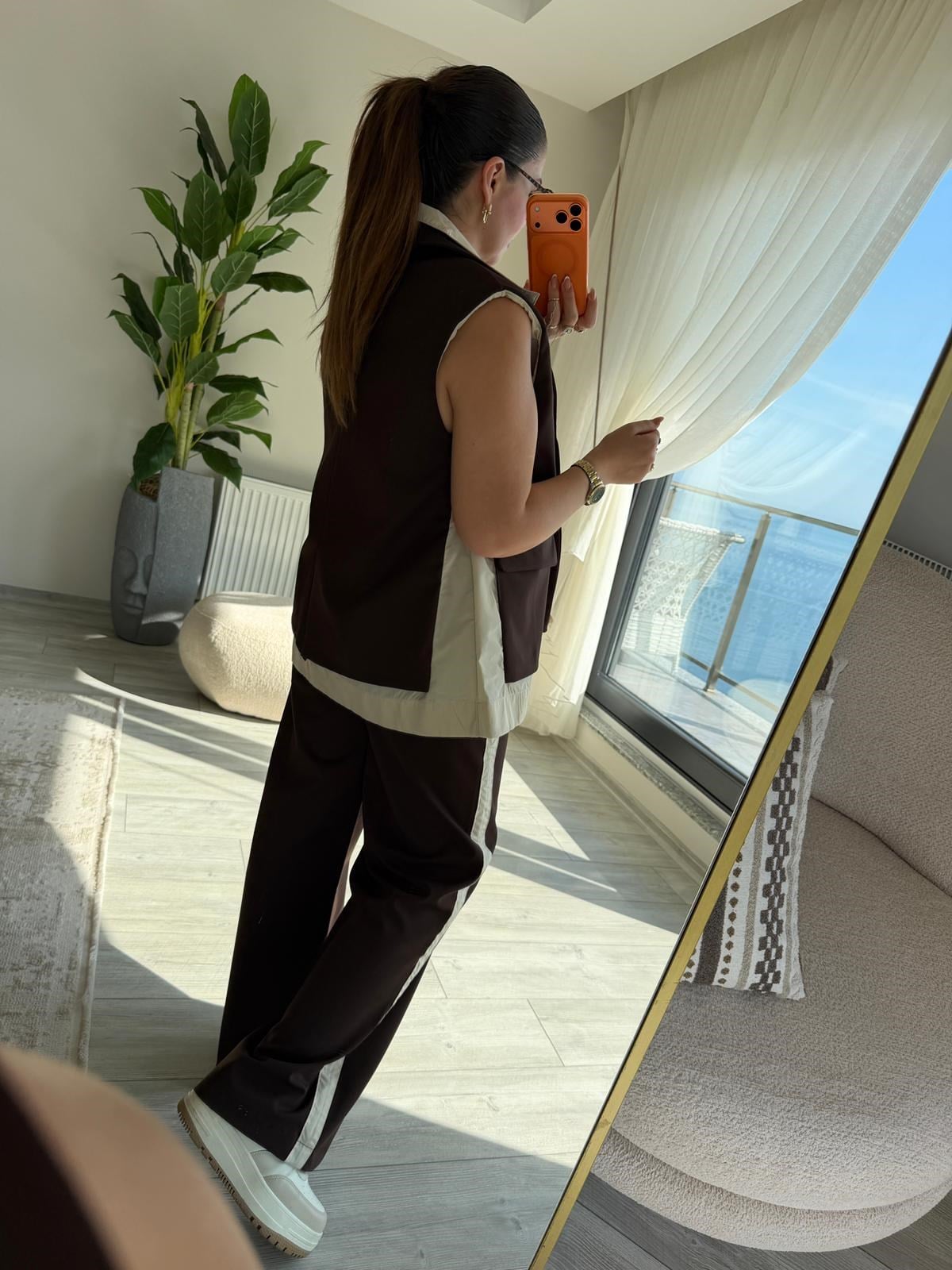 7217 Yelekli Takım KAHVE