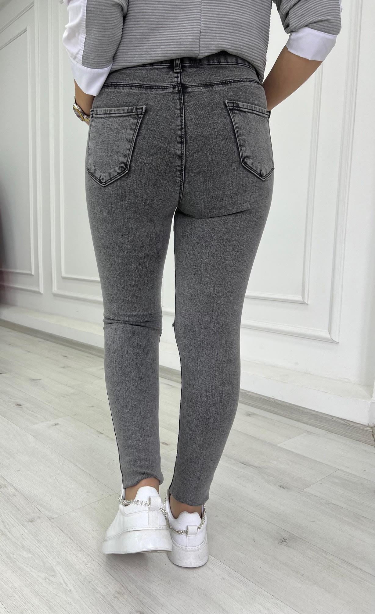 7220 Tırnak Lazer Kesim Jean GRİ