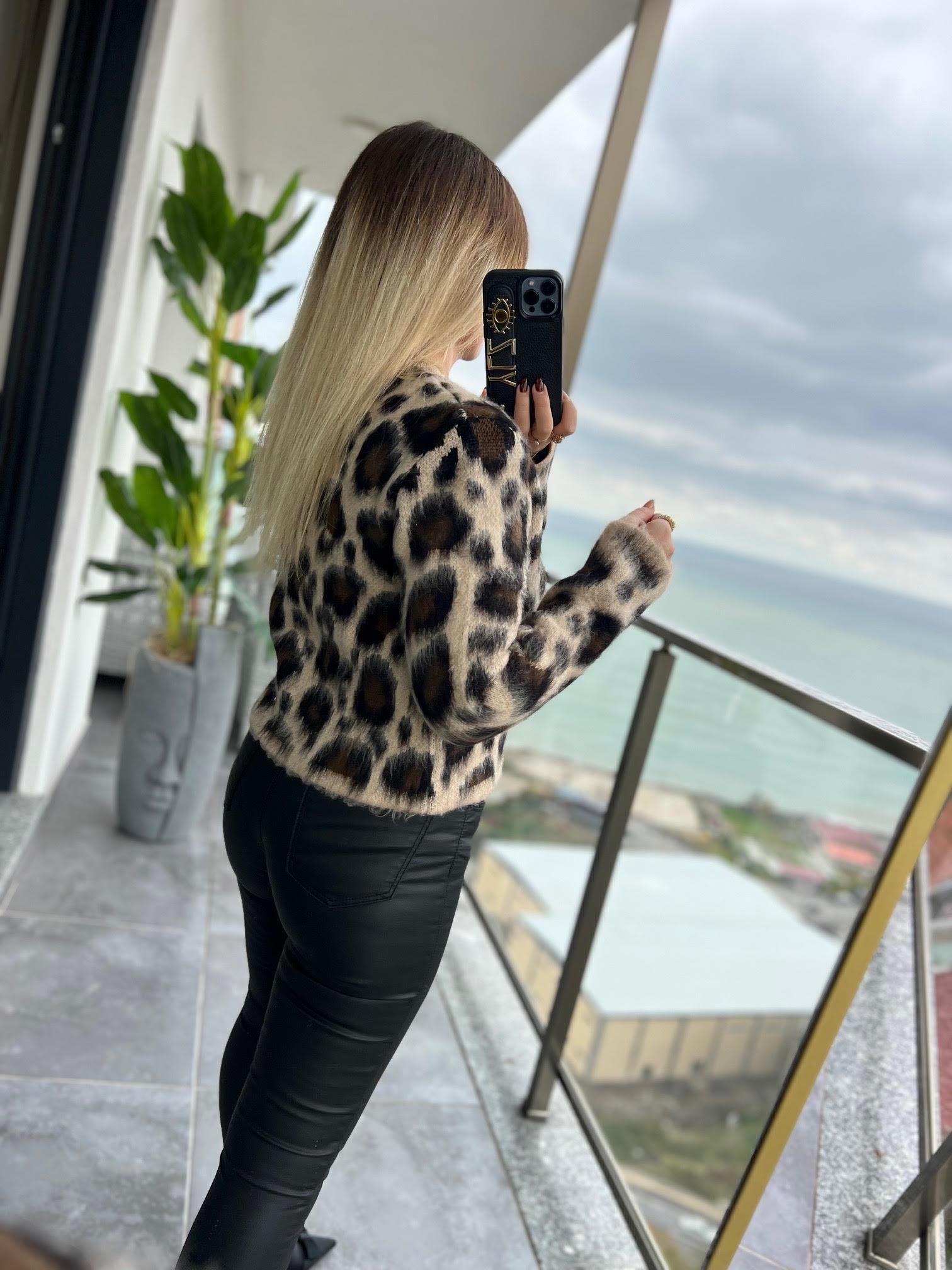 7596 Şardonlu Leopar Hırka LEOPAR