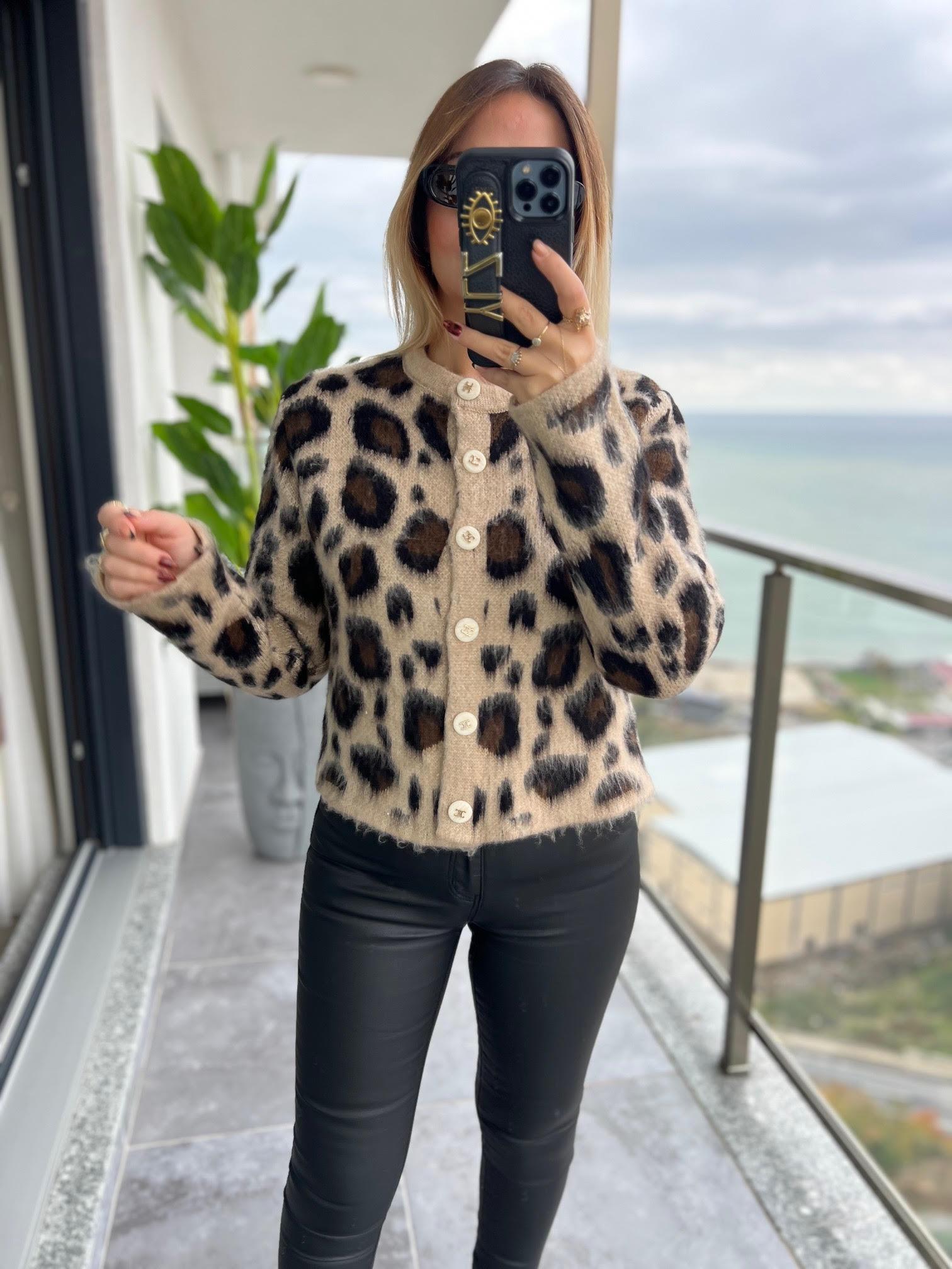 7596 Şardonlu Leopar Hırka LEOPAR