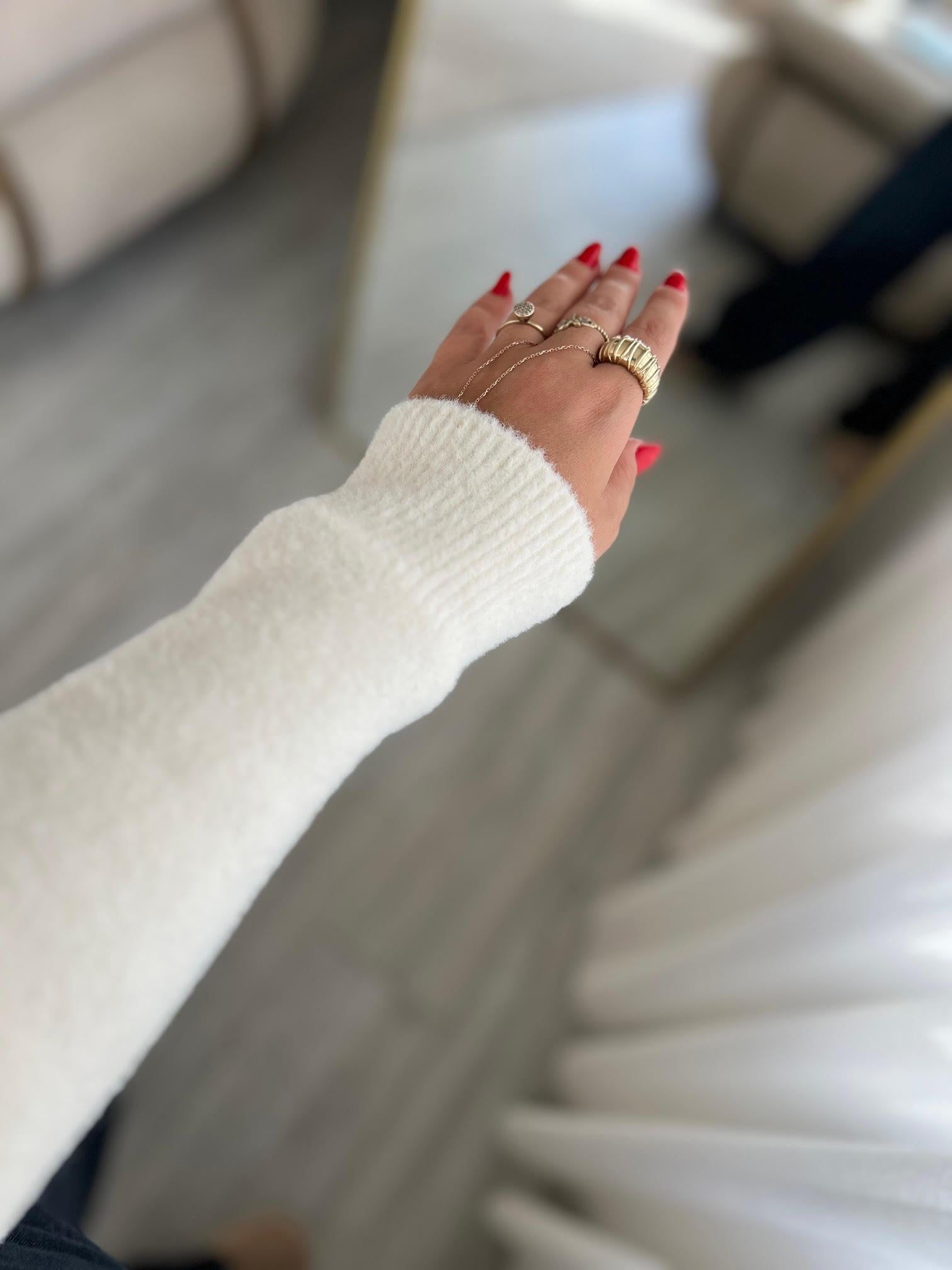 7600 Angora Kapüşonlu Kazak EKRU