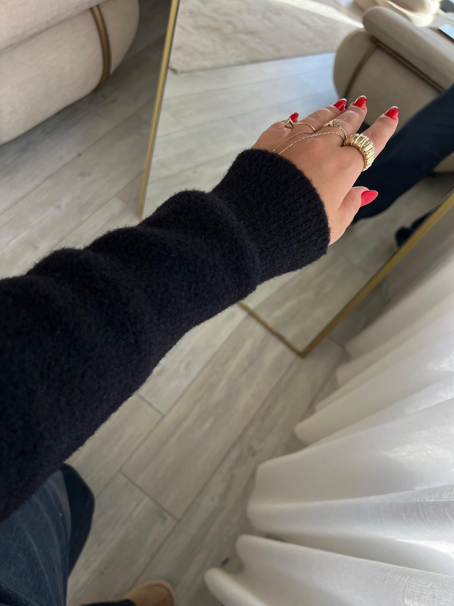 7600 Angora Kapüşonlu Kazak SİYAH