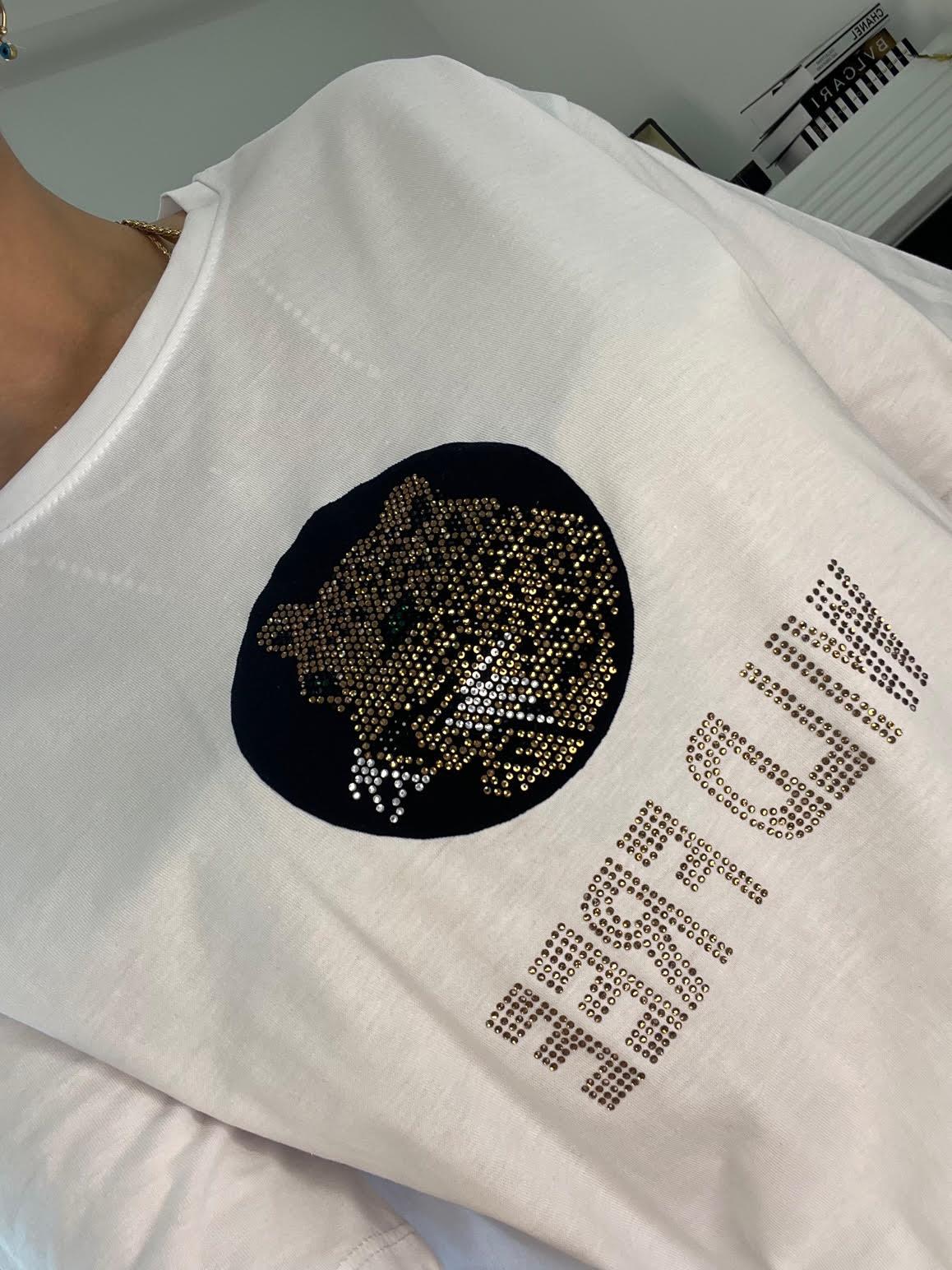 7625 Aslan Baskılı Tshirt BEYAZ