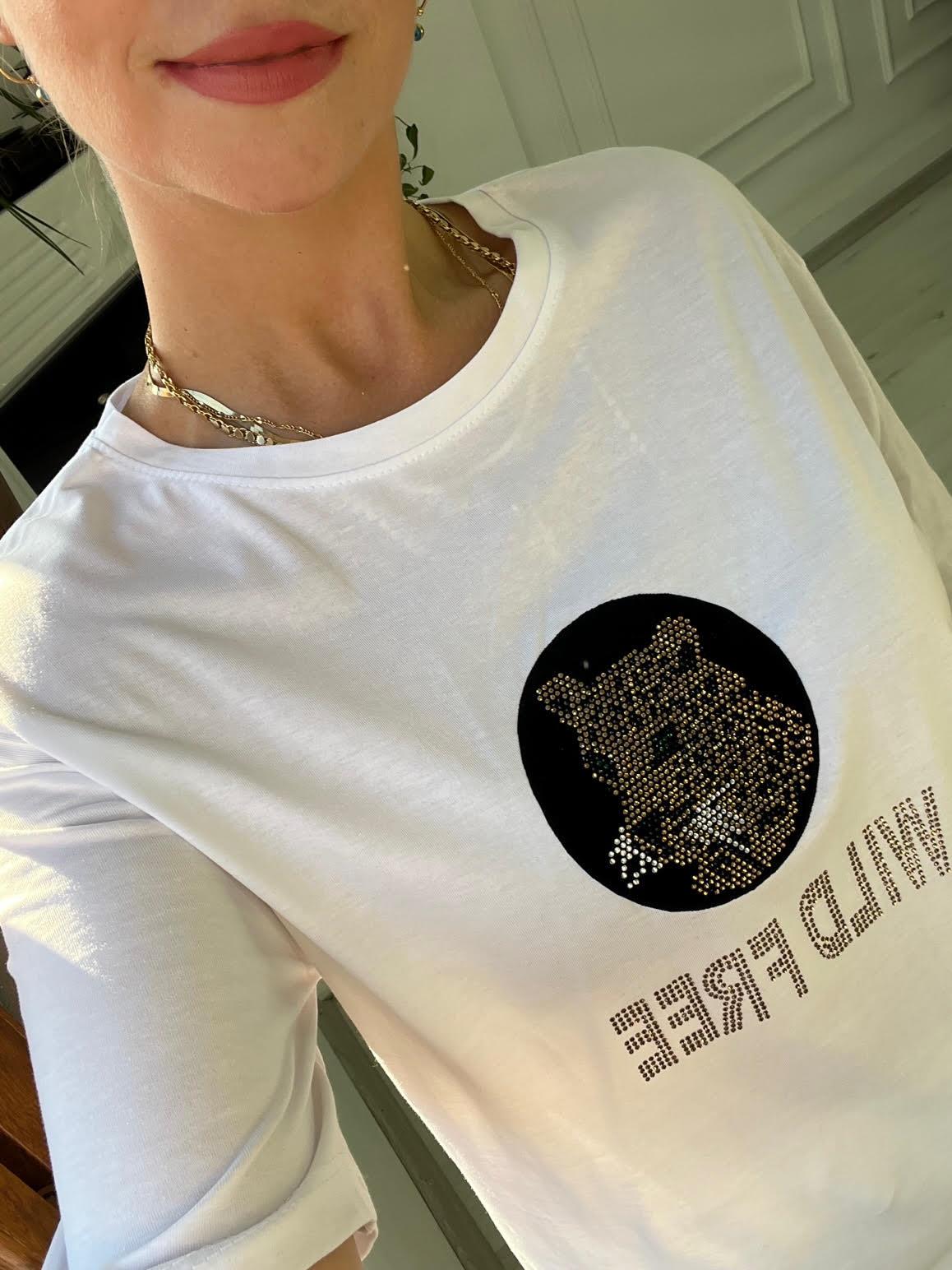 7625 Aslan Baskılı Tshirt BEYAZ