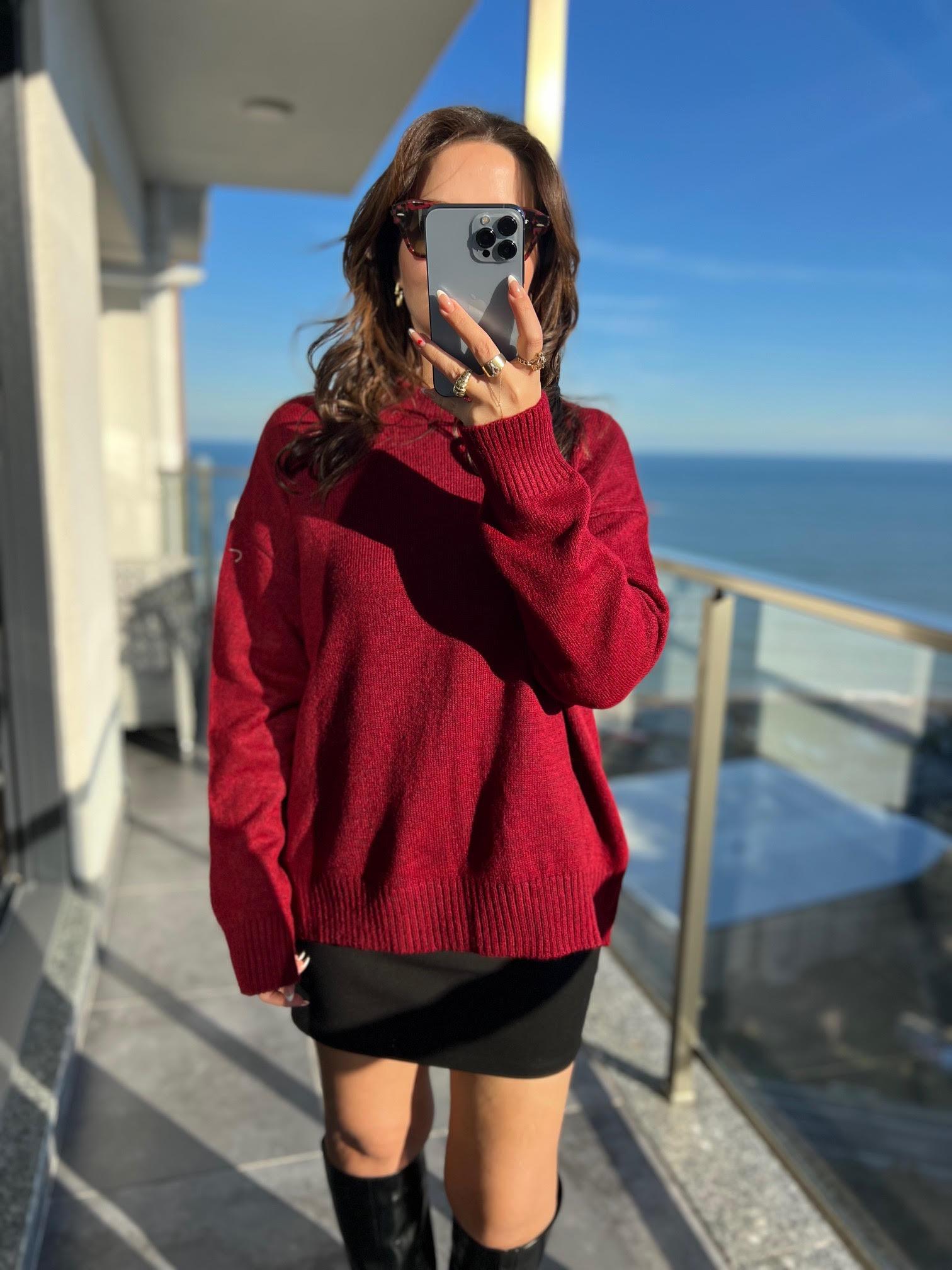 7654 Şardonlu Basic Kazak BORDO