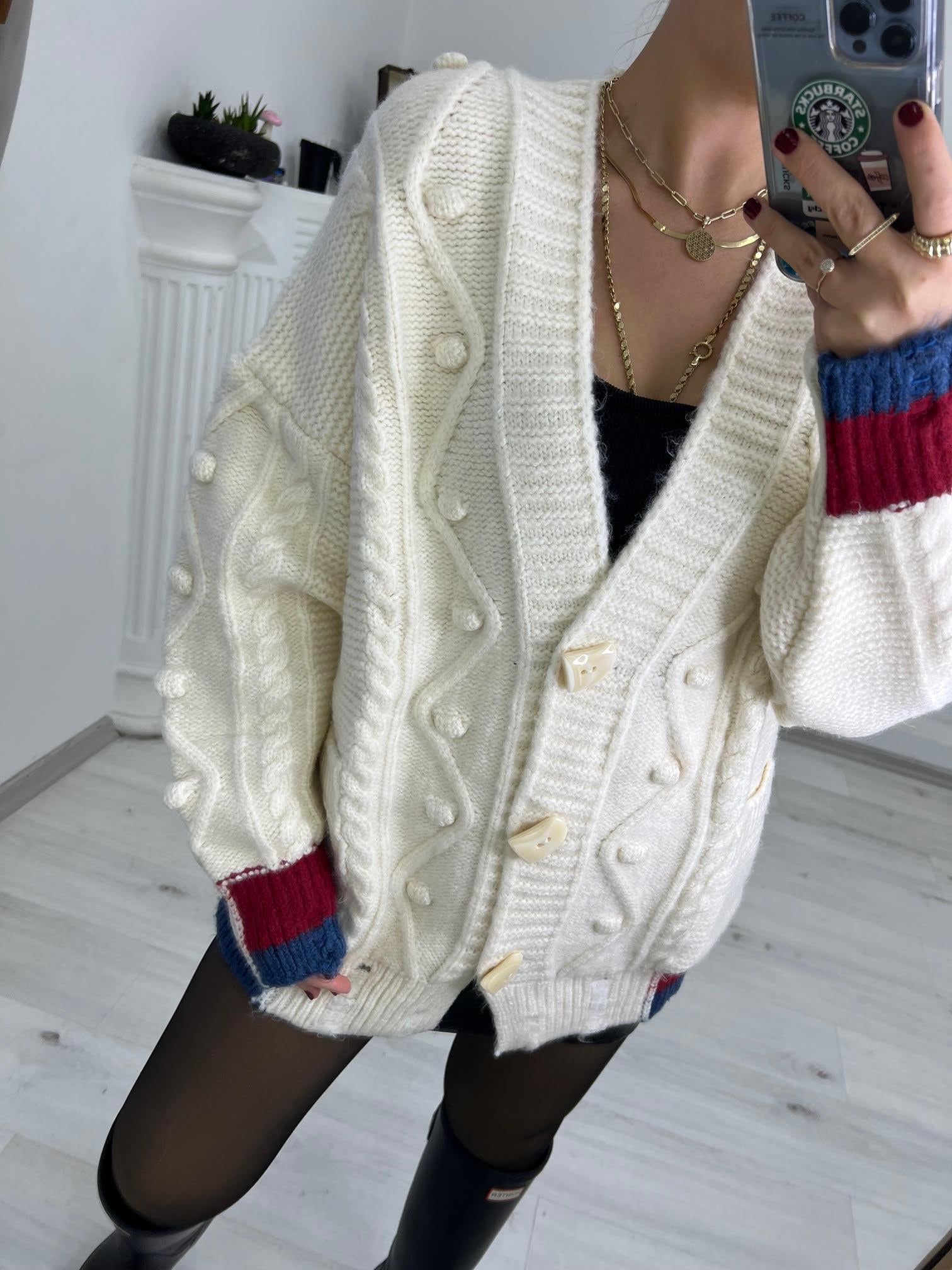 802 Renk Geçişli Hırka EKRU