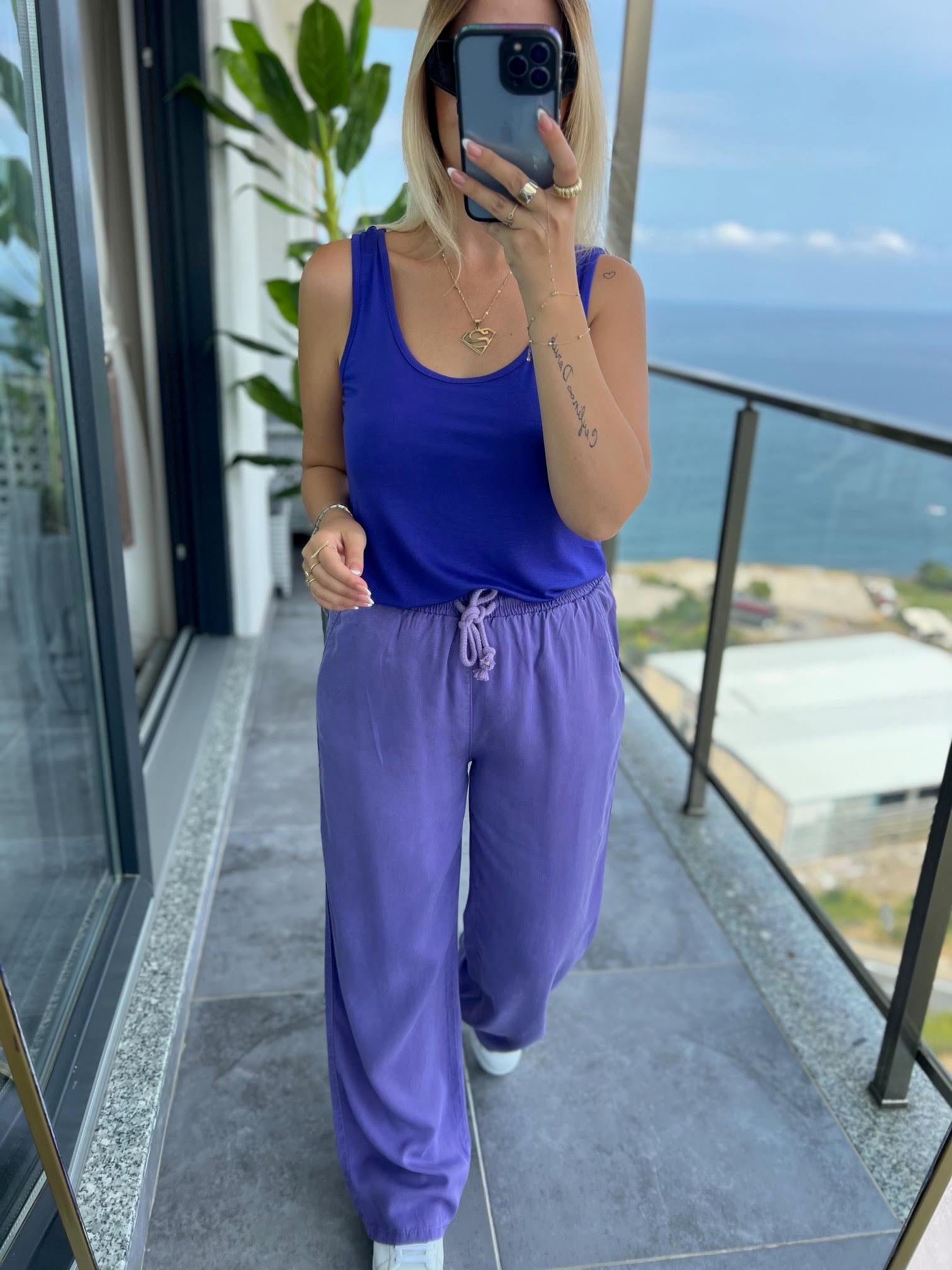 8033 Bol Paça Tencel Pantolon MOR