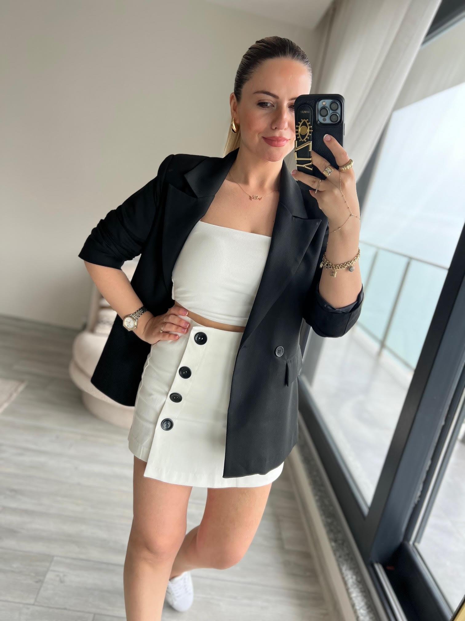 8107 Kruvaze Blazer Ceket SİYAH