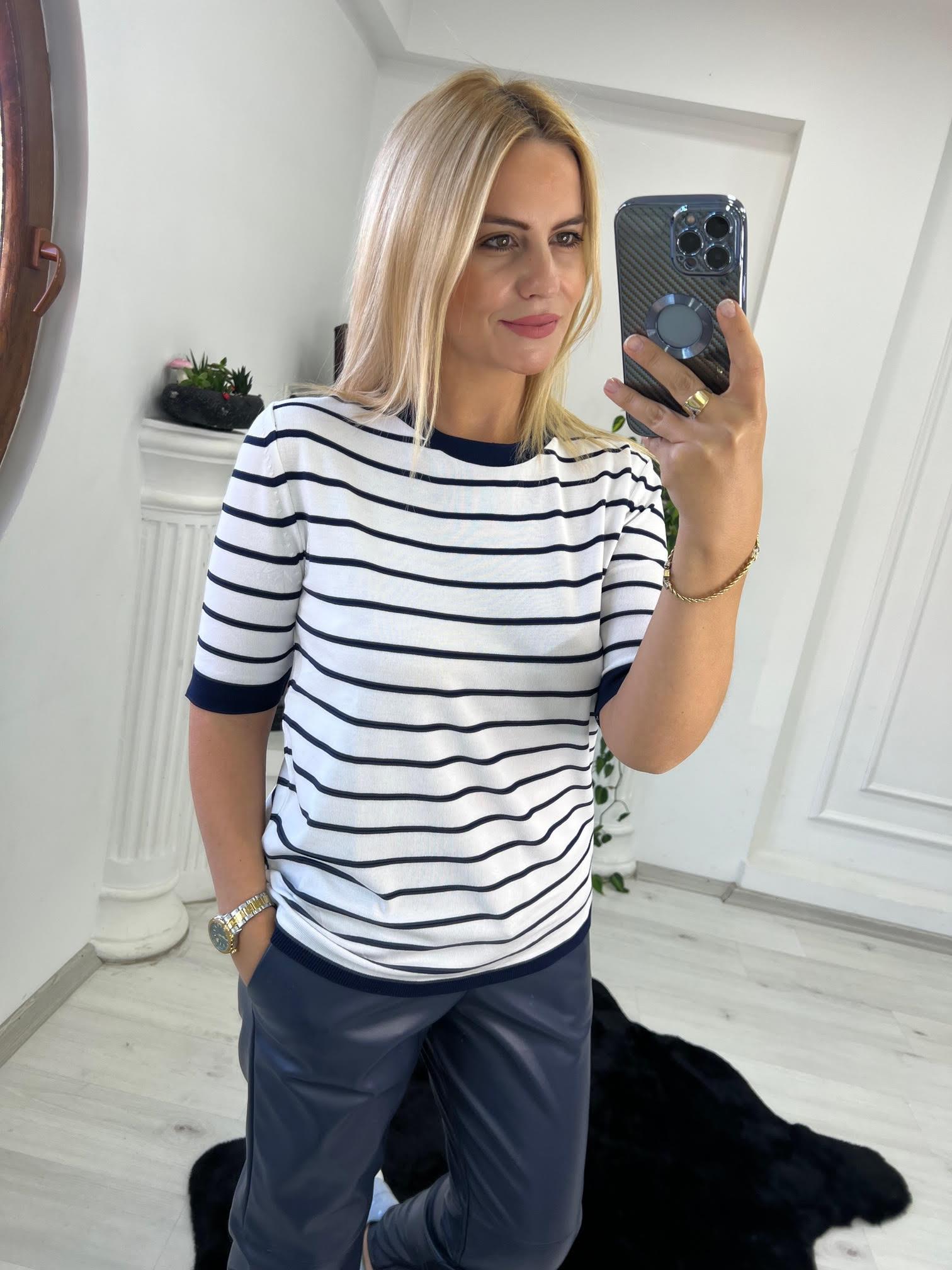 814 Çizgili Triko BEYAZ