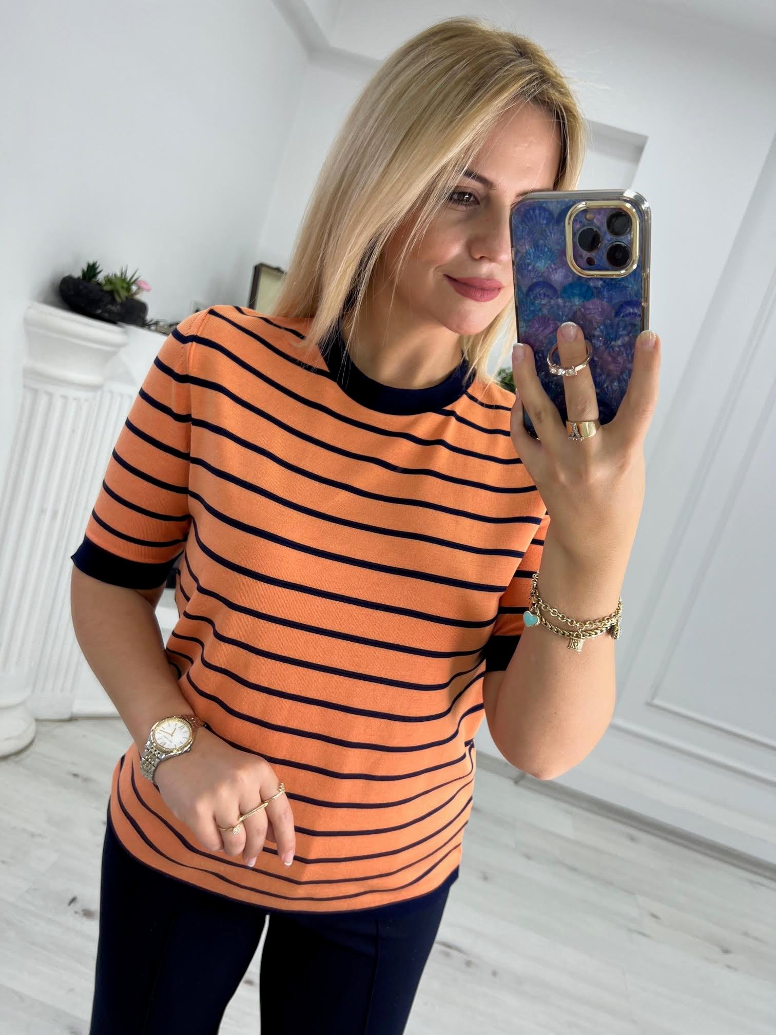 814 Çizgili Triko TURUNCU