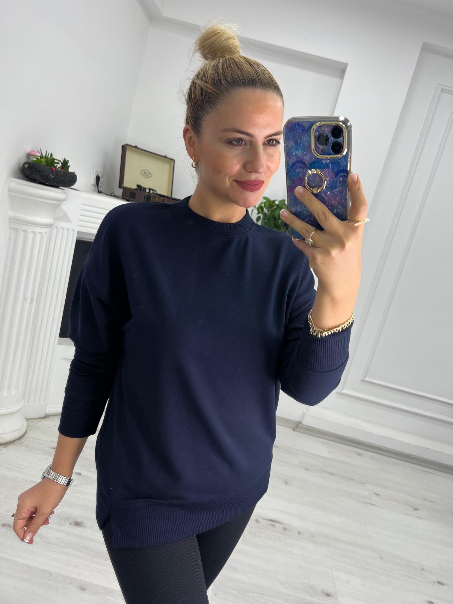 9002 Mari Düz Sweat LACİVERT