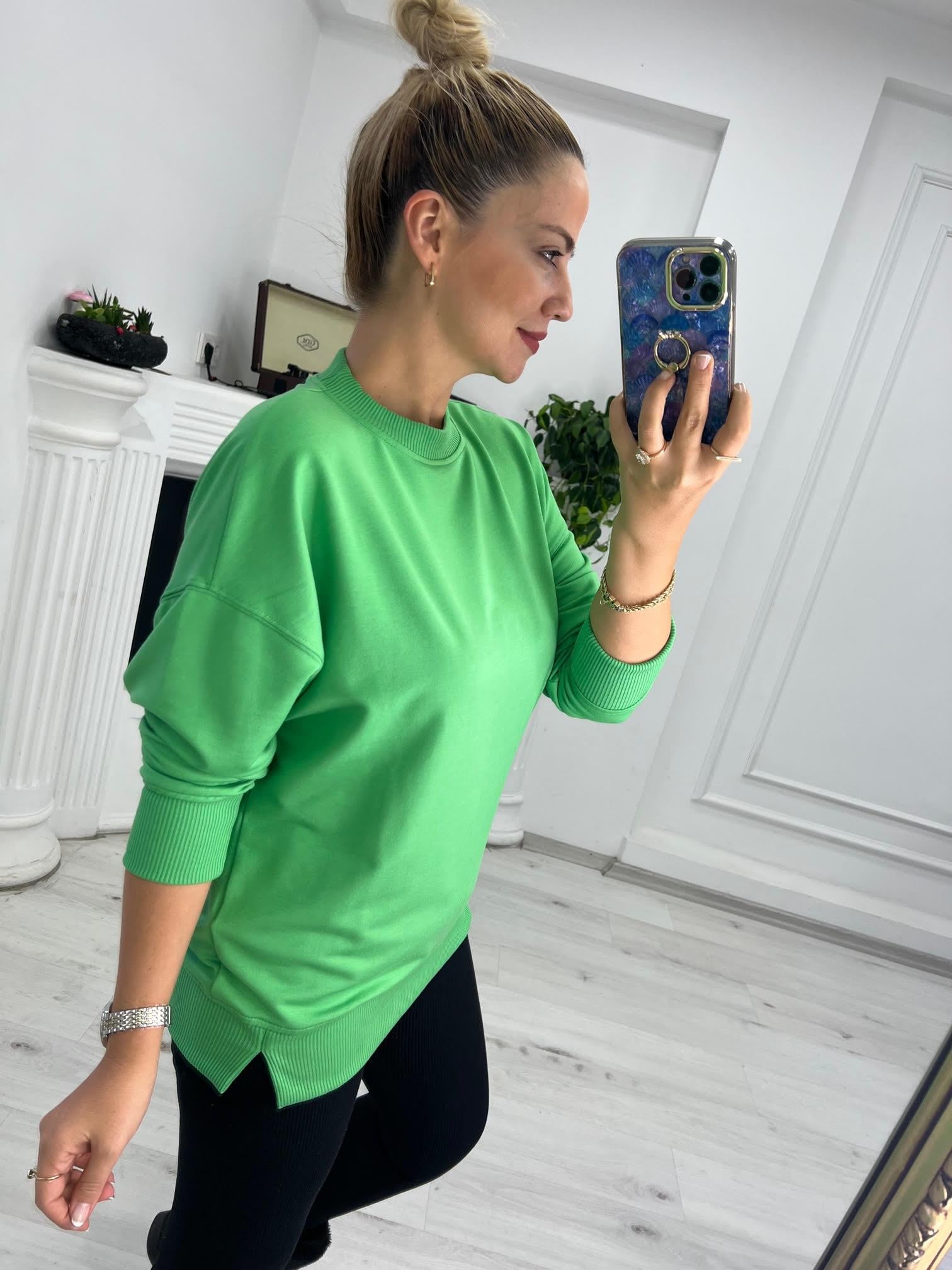 9002 Mari Düz Sweat YEŞİL