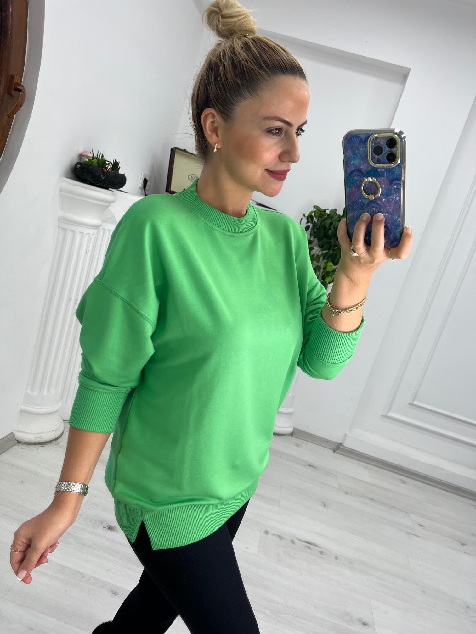 9002 Mari Düz Sweat YEŞİL