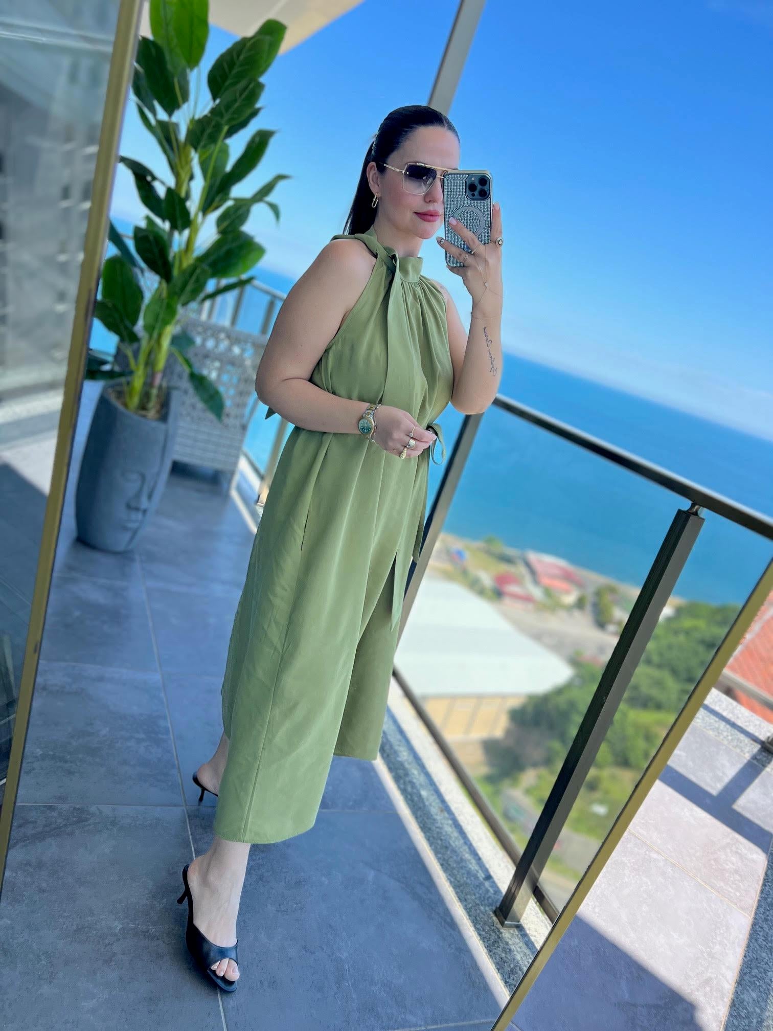 92 Poplin Elbise YEŞİL