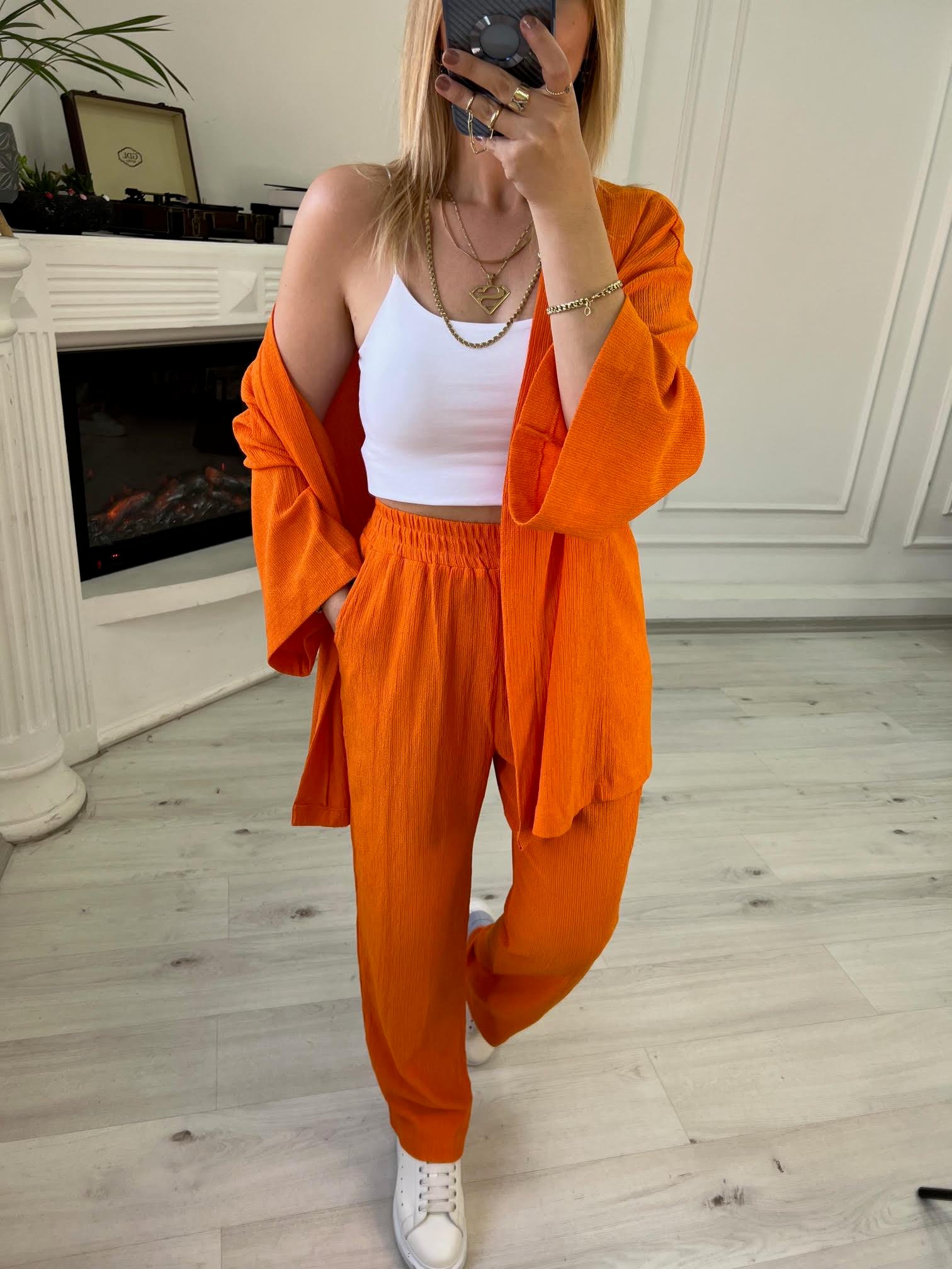 9210 Kimono Pantolonlu Takım TURUNCU