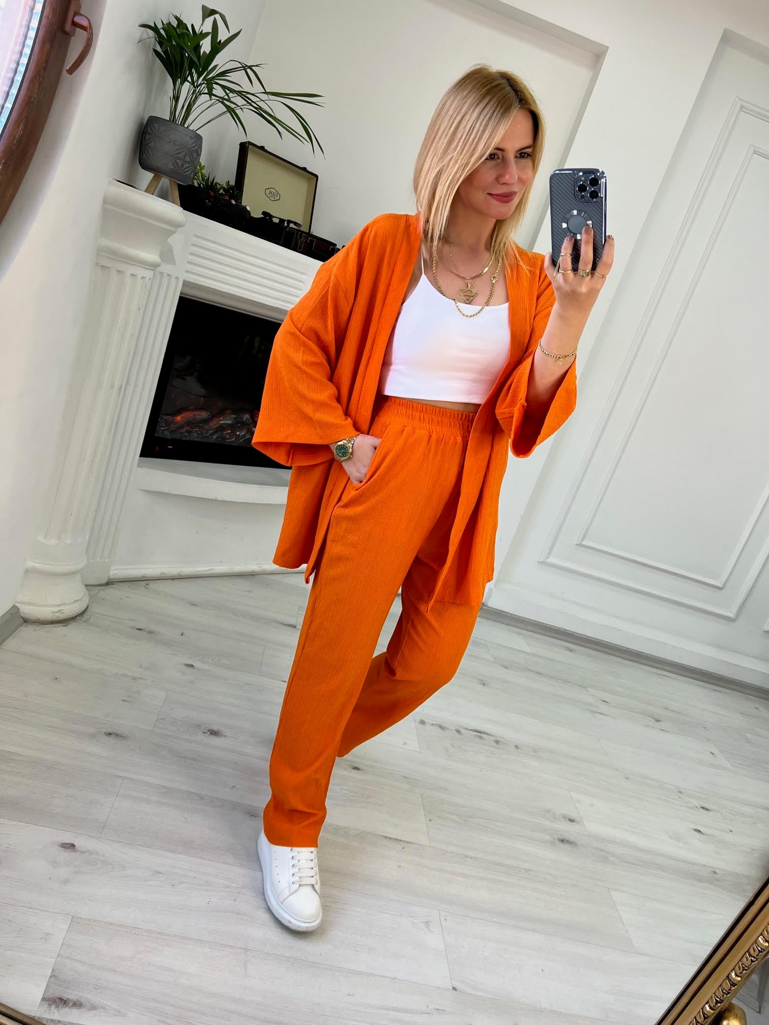 9210 Kimono Pantolonlu Takım TURUNCU