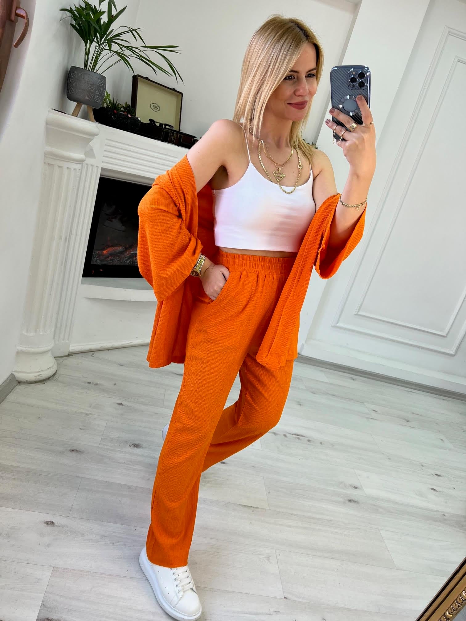 9210 Kimono Pantolonlu Takım TURUNCU