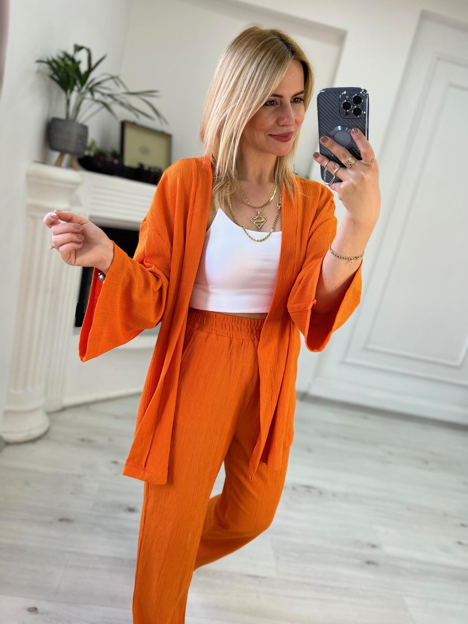 9210 Kimono Pantolonlu Takım TURUNCU
