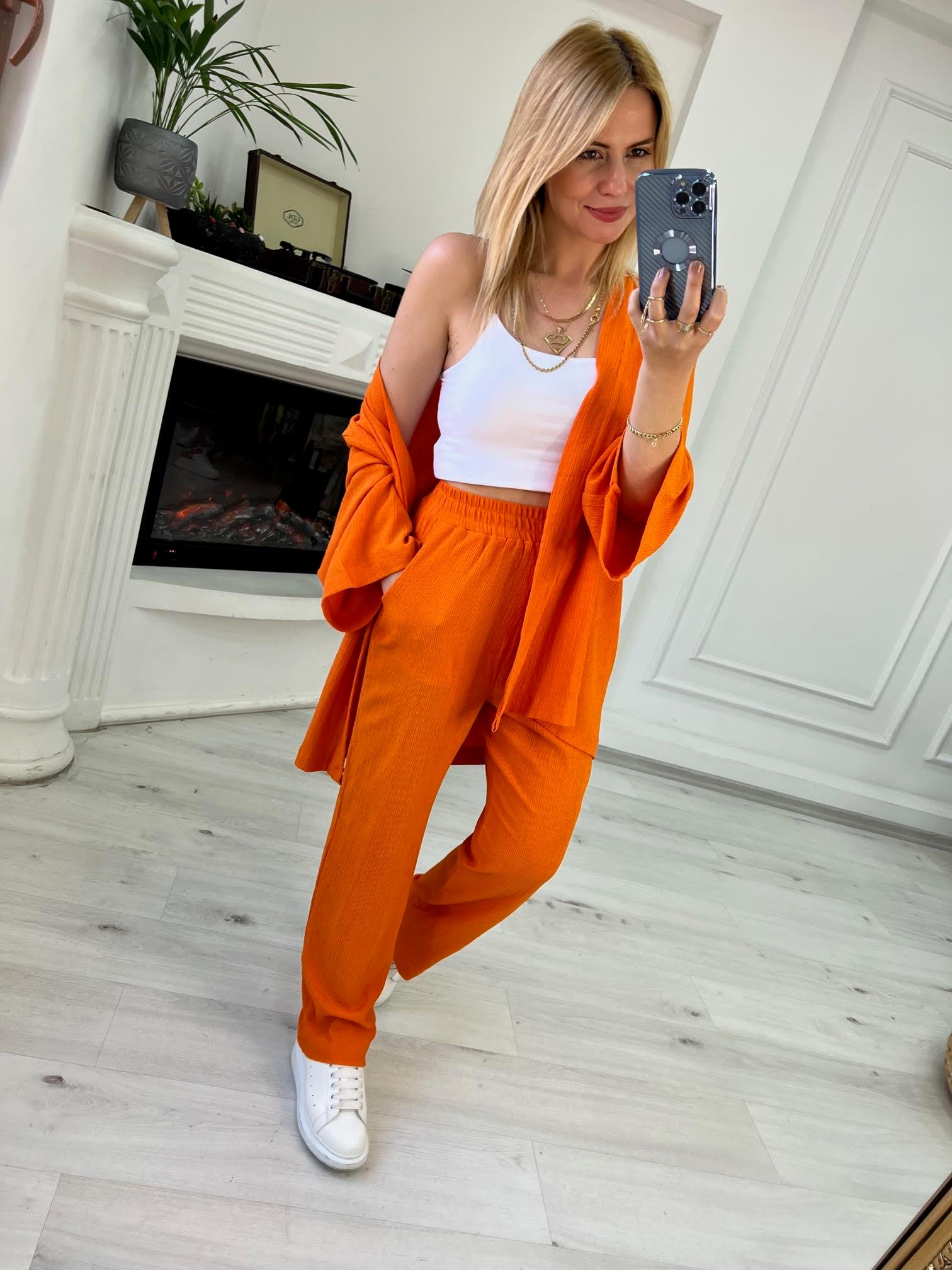 9210 Kimono Pantolonlu Takım TURUNCU