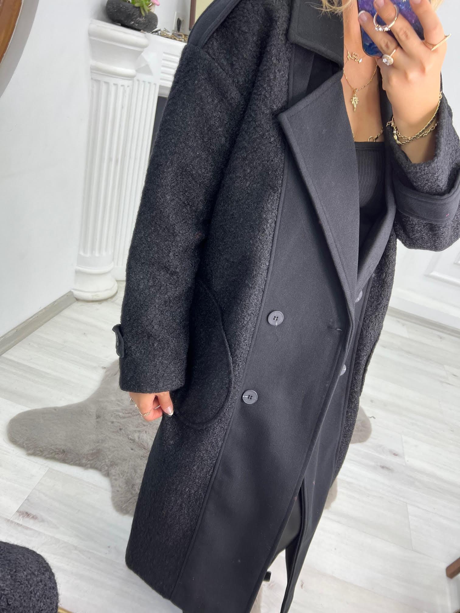 9244 Owersize Kruvaze Kaban SİYAH