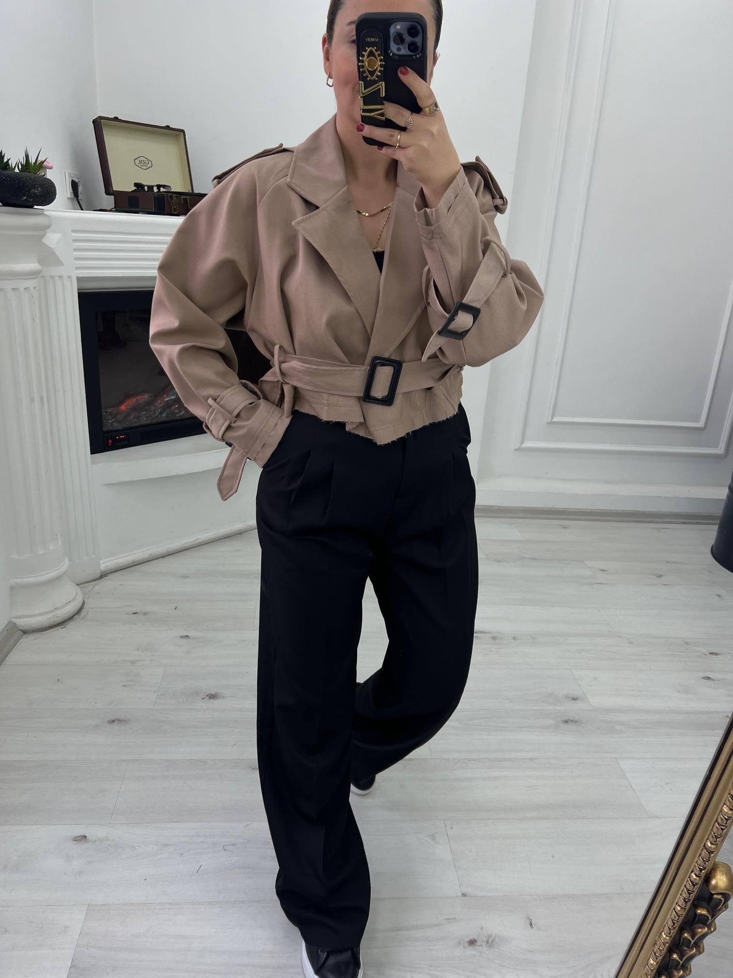9306 Reglan Kısa Ceket CAMEL