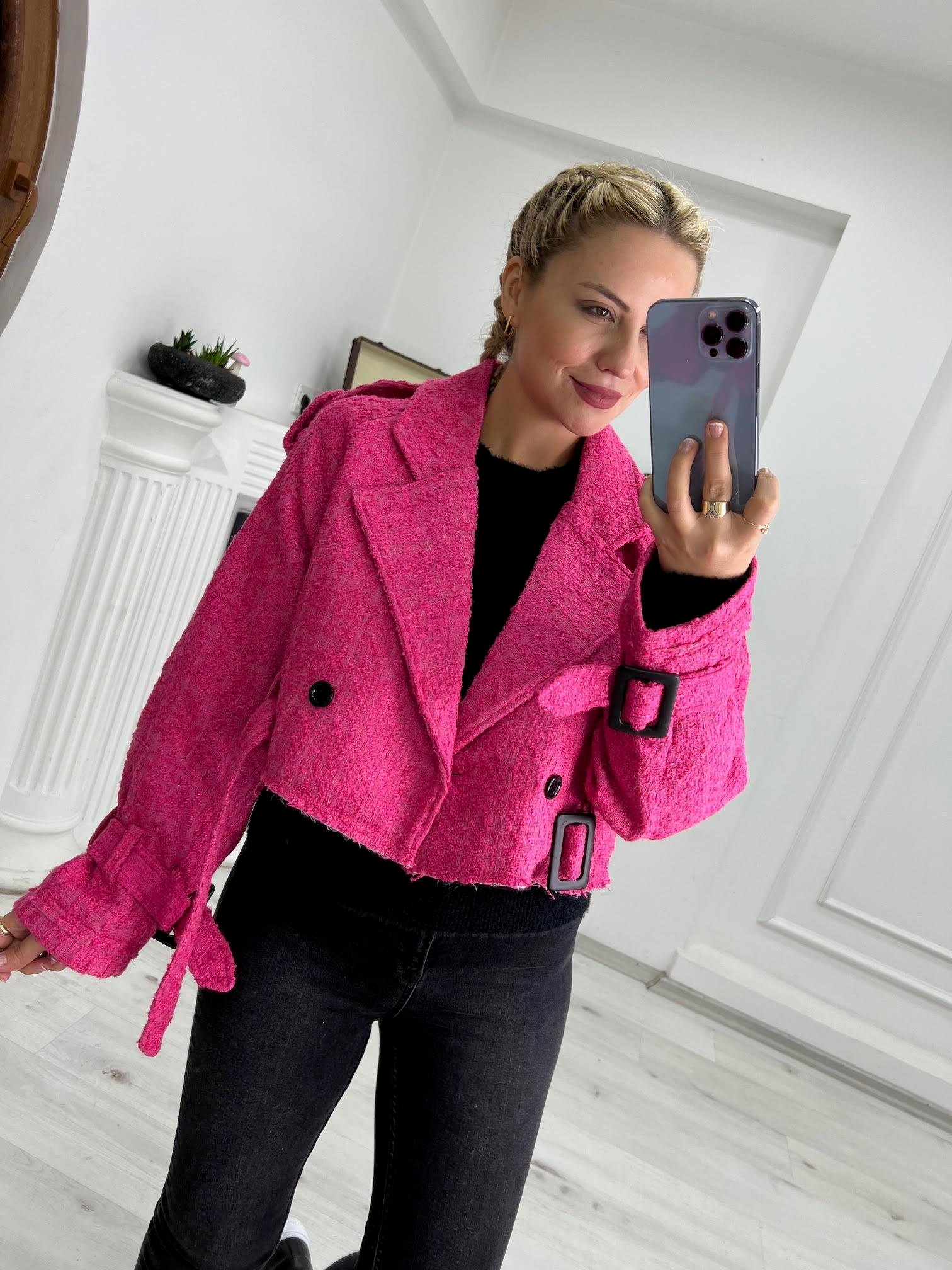 9315 Kısa Ceket PEMBE