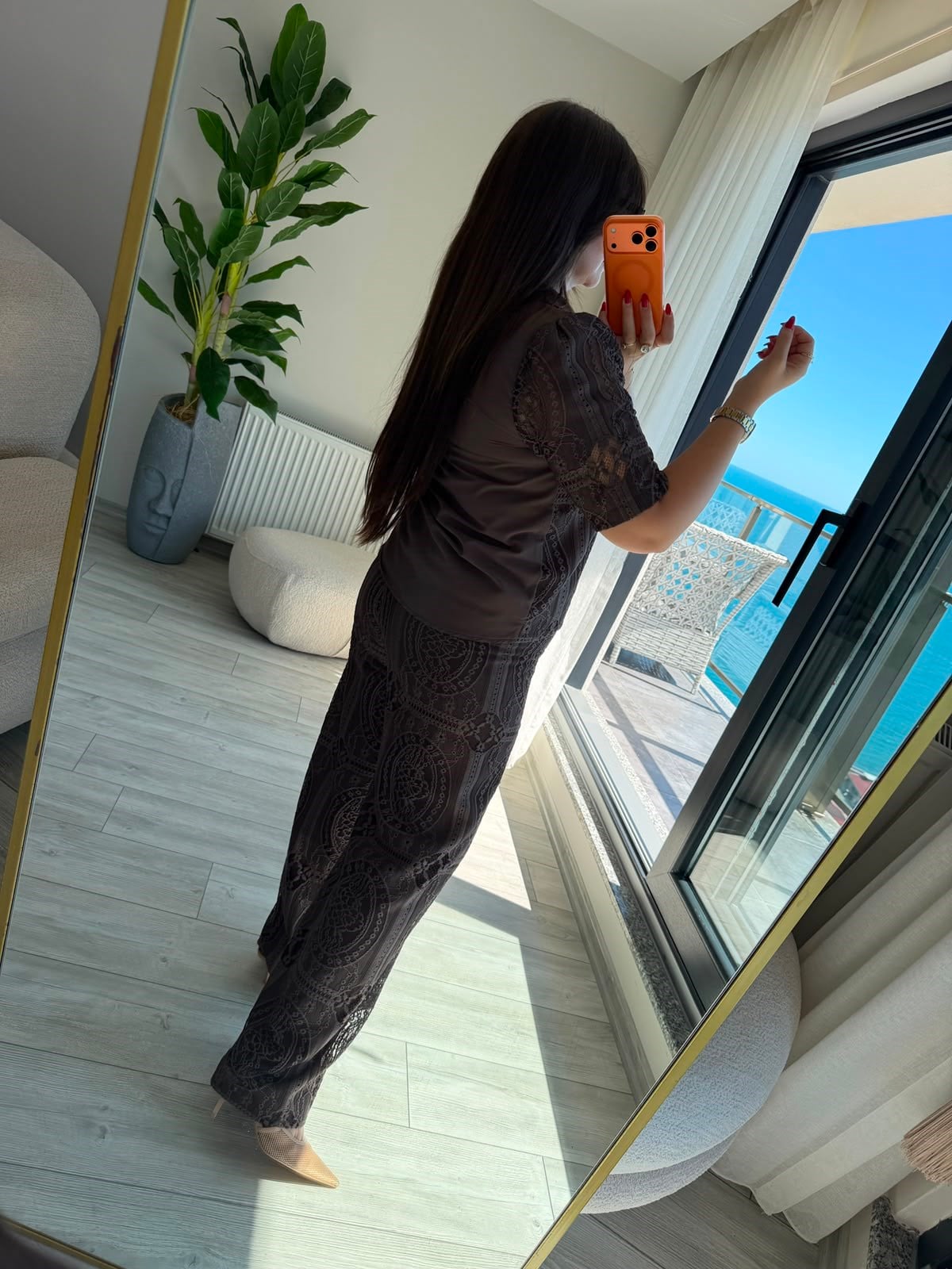 9615 Ajurlu Pantalon KAHVE
