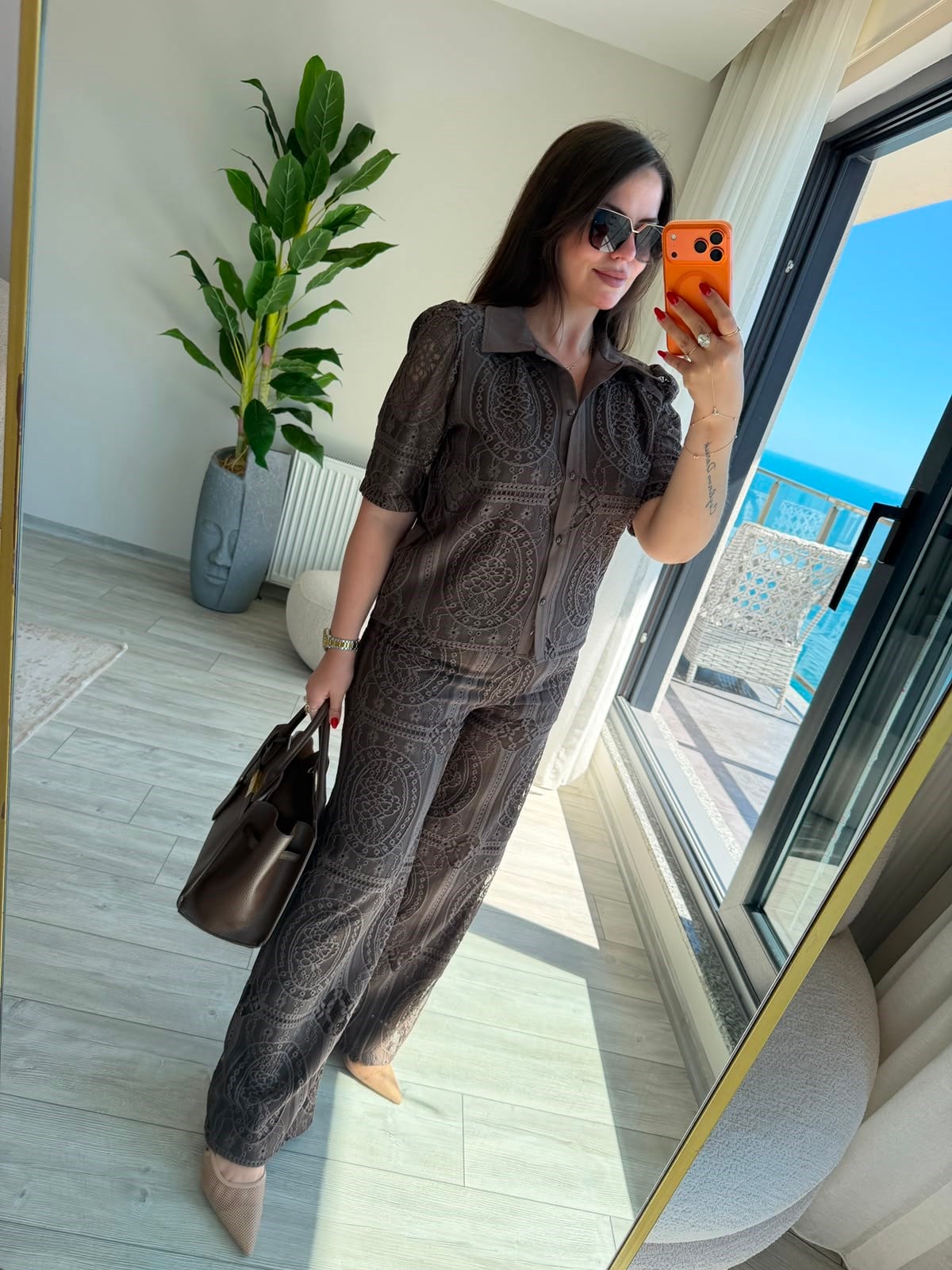 9615 Ajurlu Pantalon KAHVE