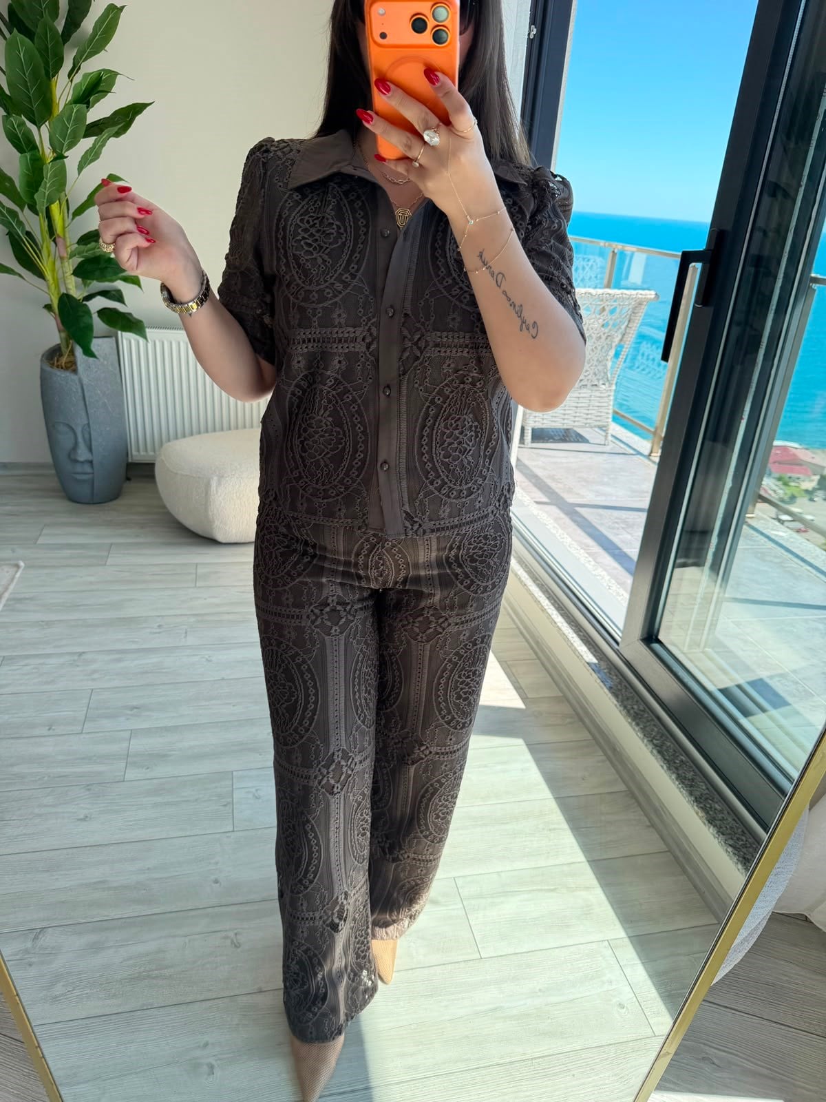 9615 Ajurlu Pantalon KAHVE