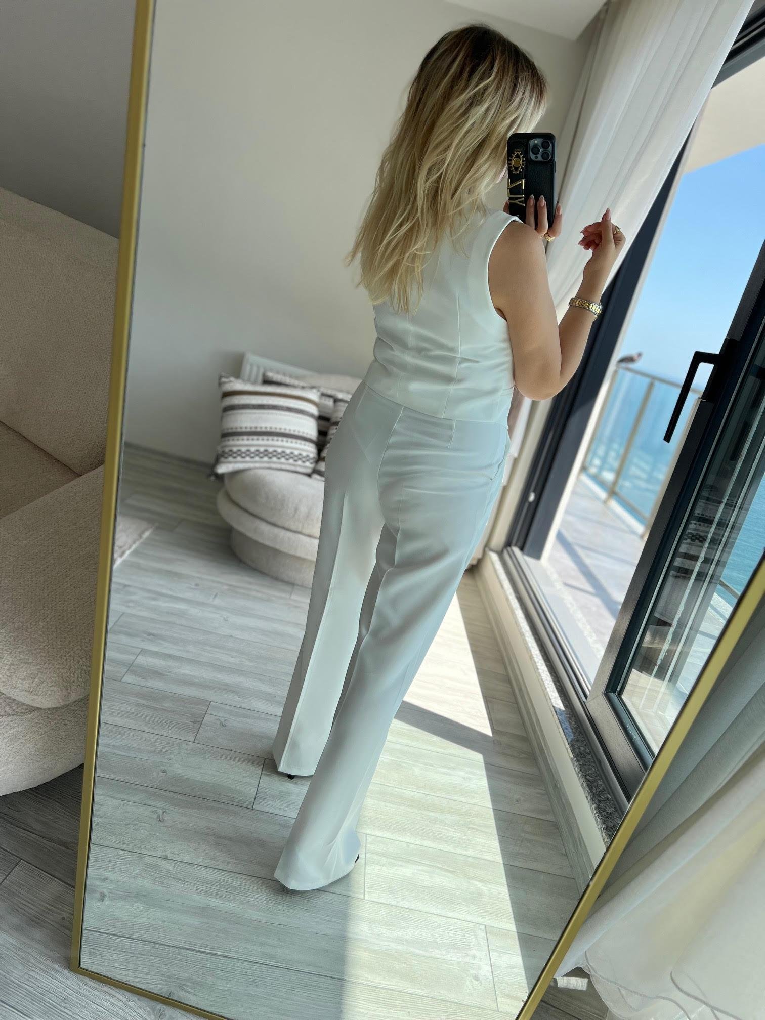 98676 Yelek Pantolon Takım BEYAZ