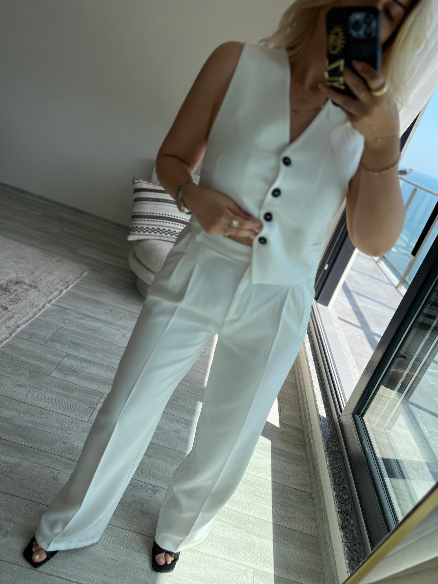98676 Yelek Pantolon Takım BEYAZ
