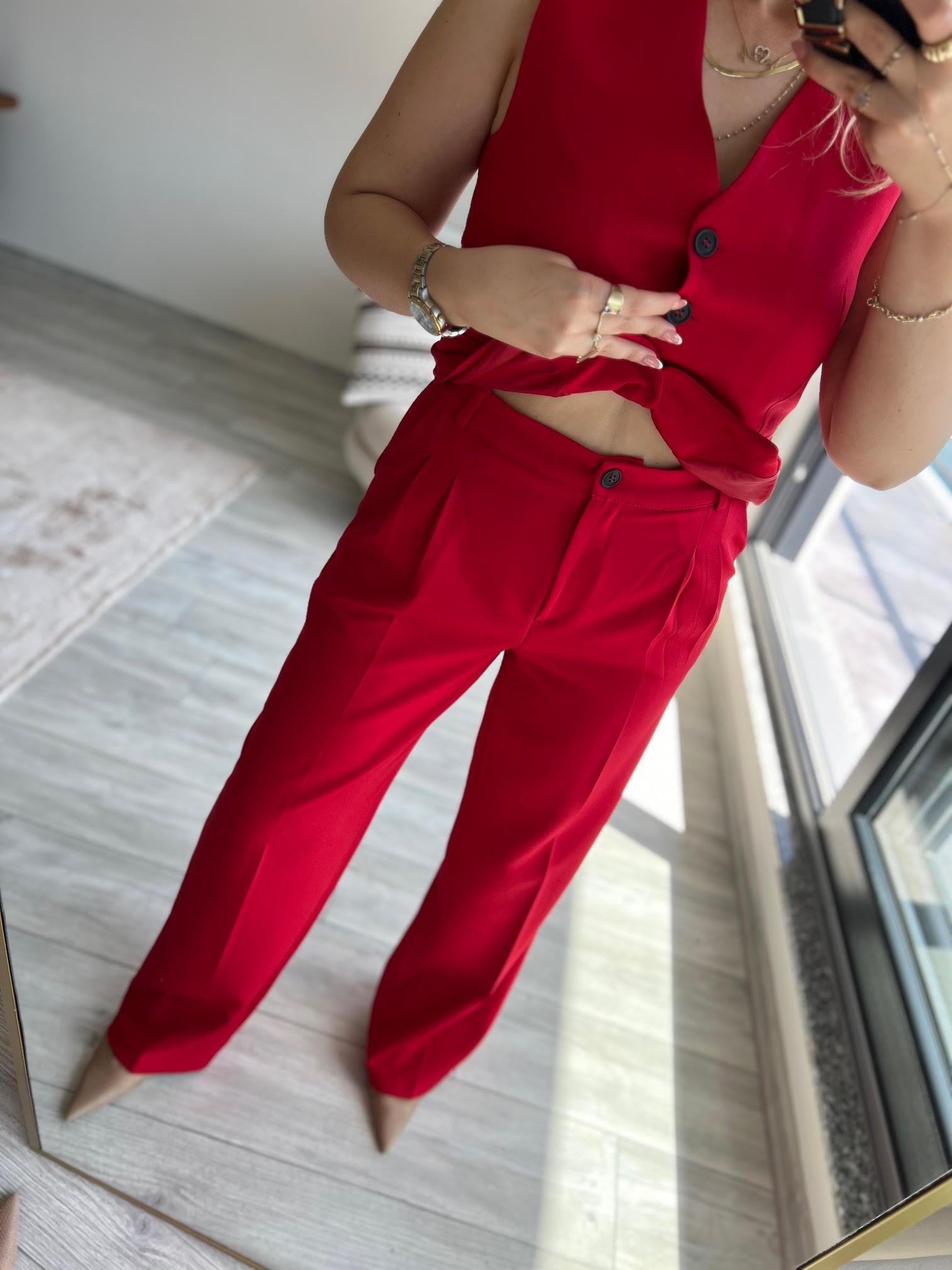 98676 Yelek Pantolon Takım KIRMIZI