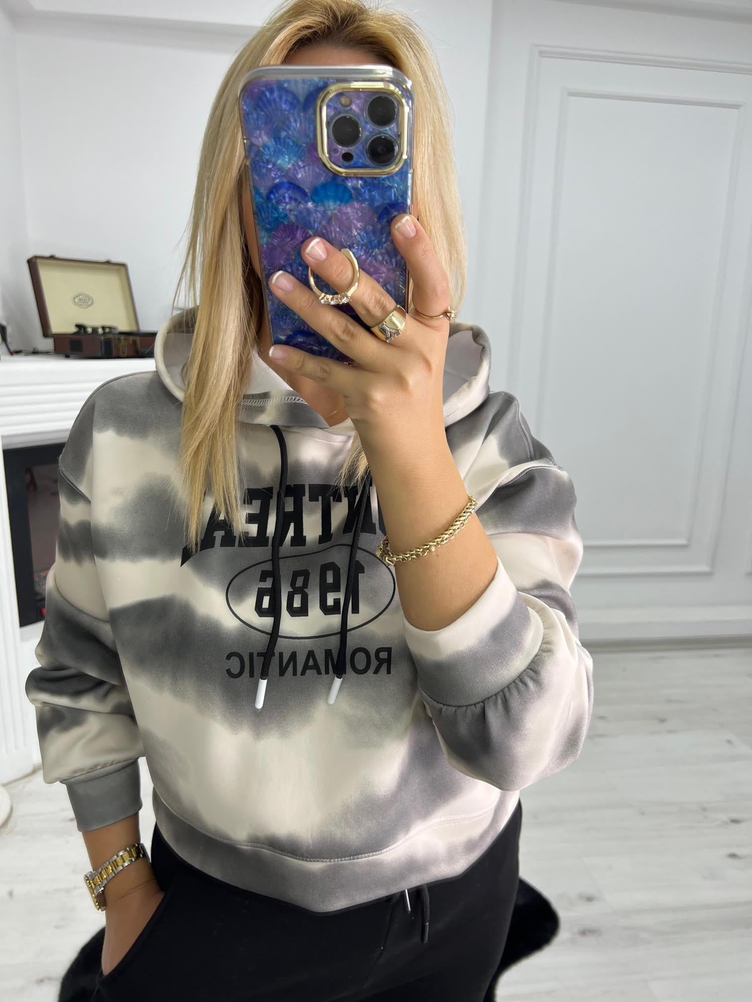 9909 Montreal Baskı Sweat FÜME