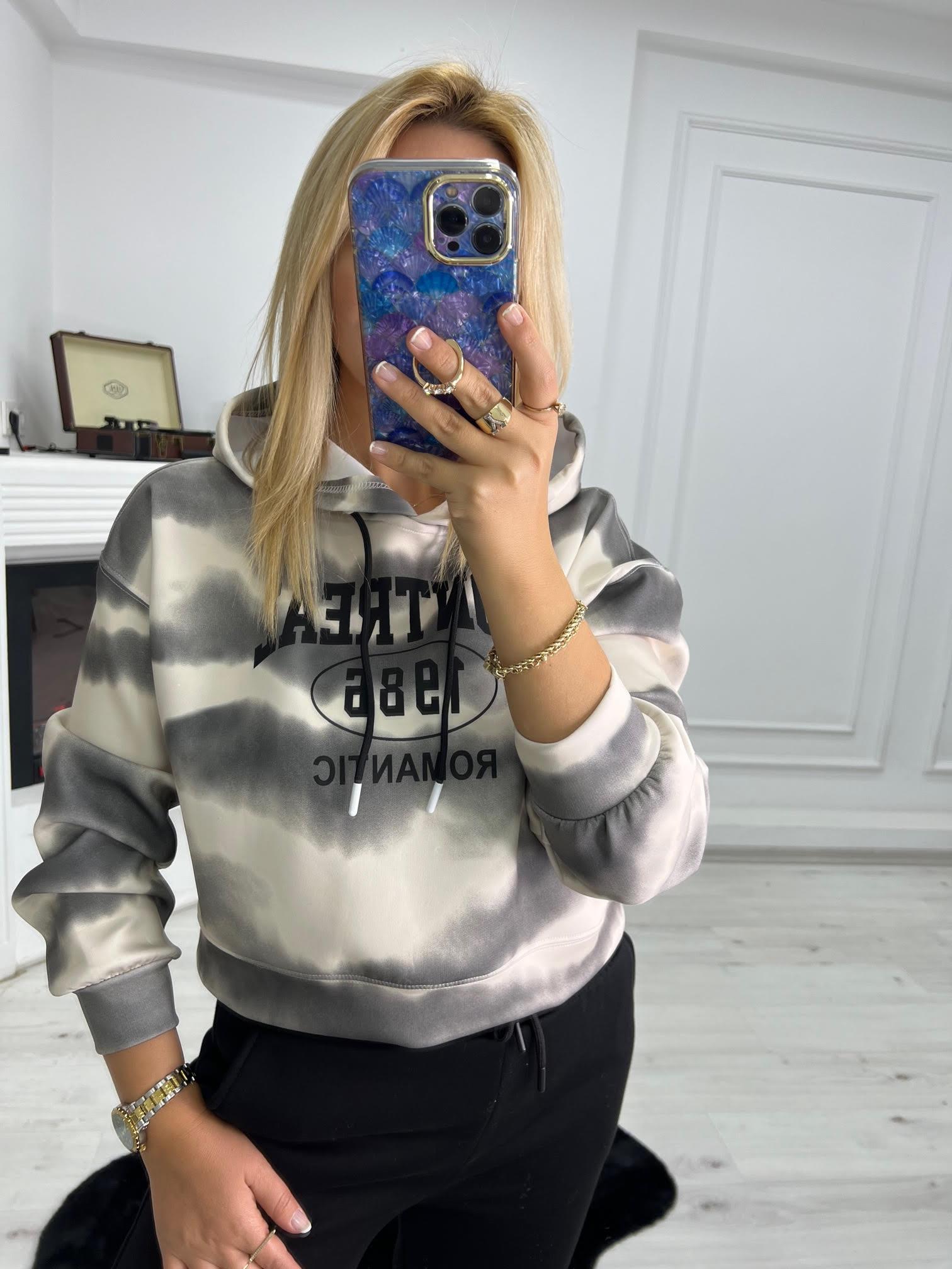 9909 Montreal Baskı Sweat FÜME