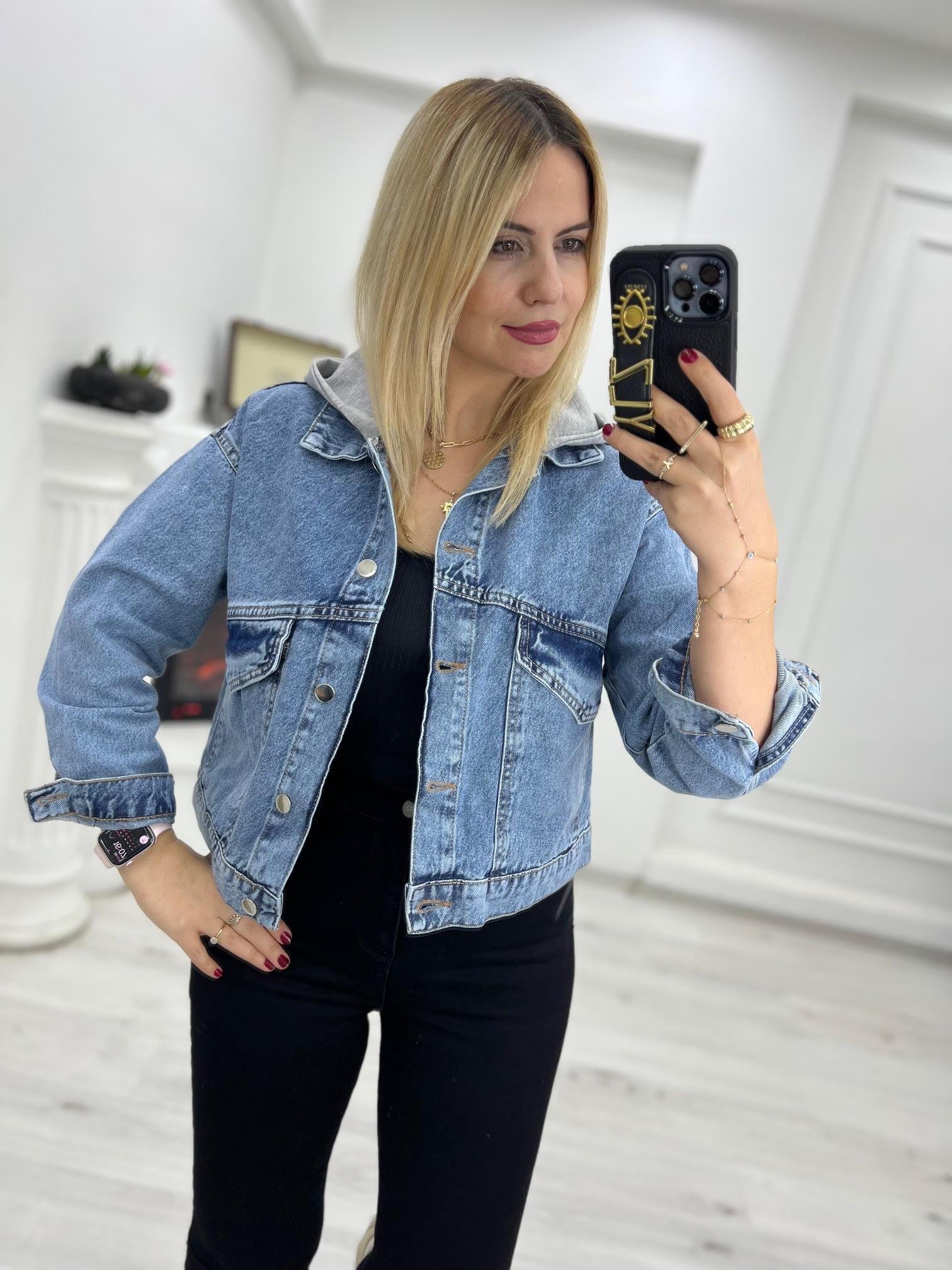 99297 Kapüşonşu Kot Ceket