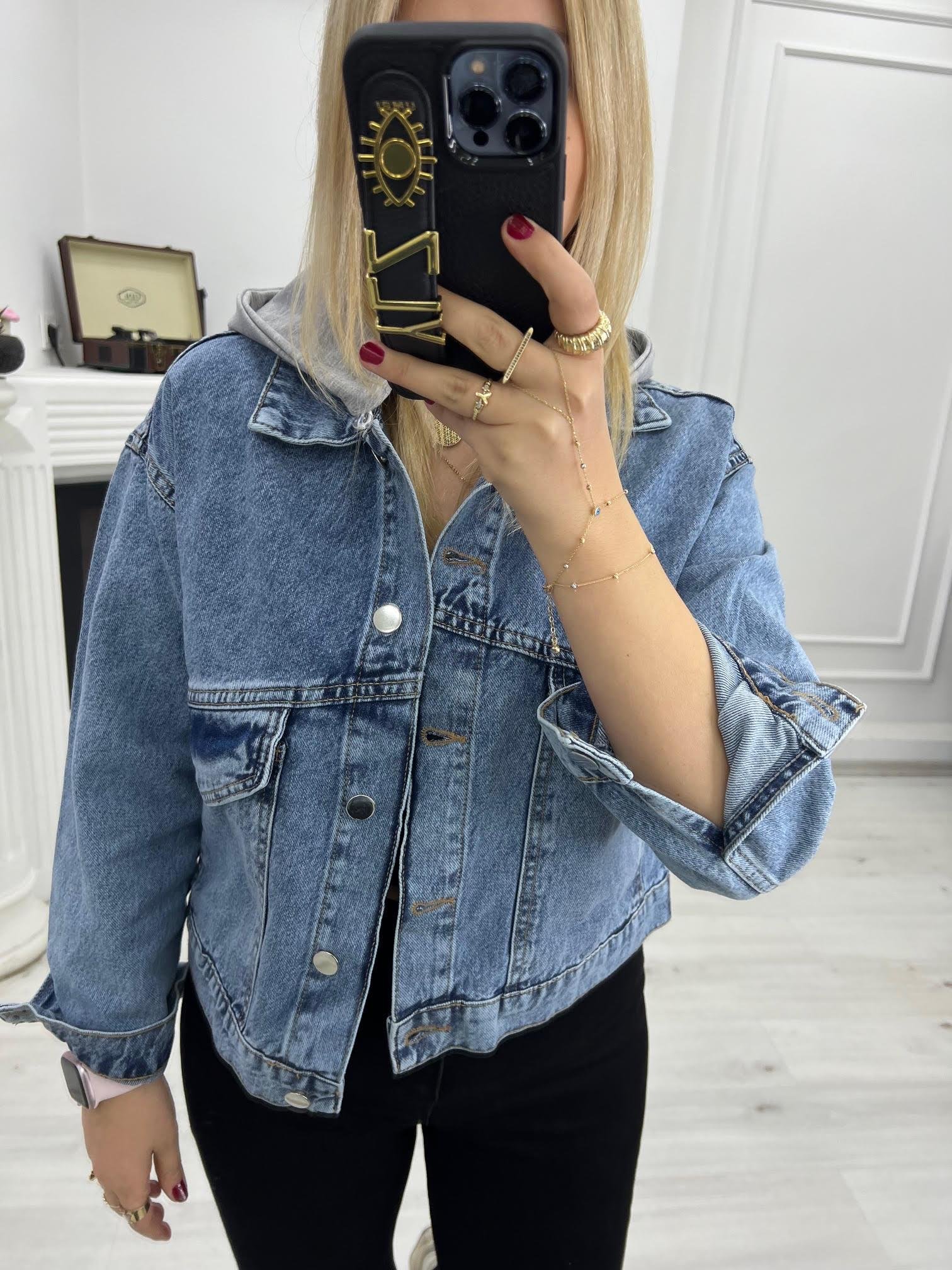 99297 Kapüşonşu Kot Ceket