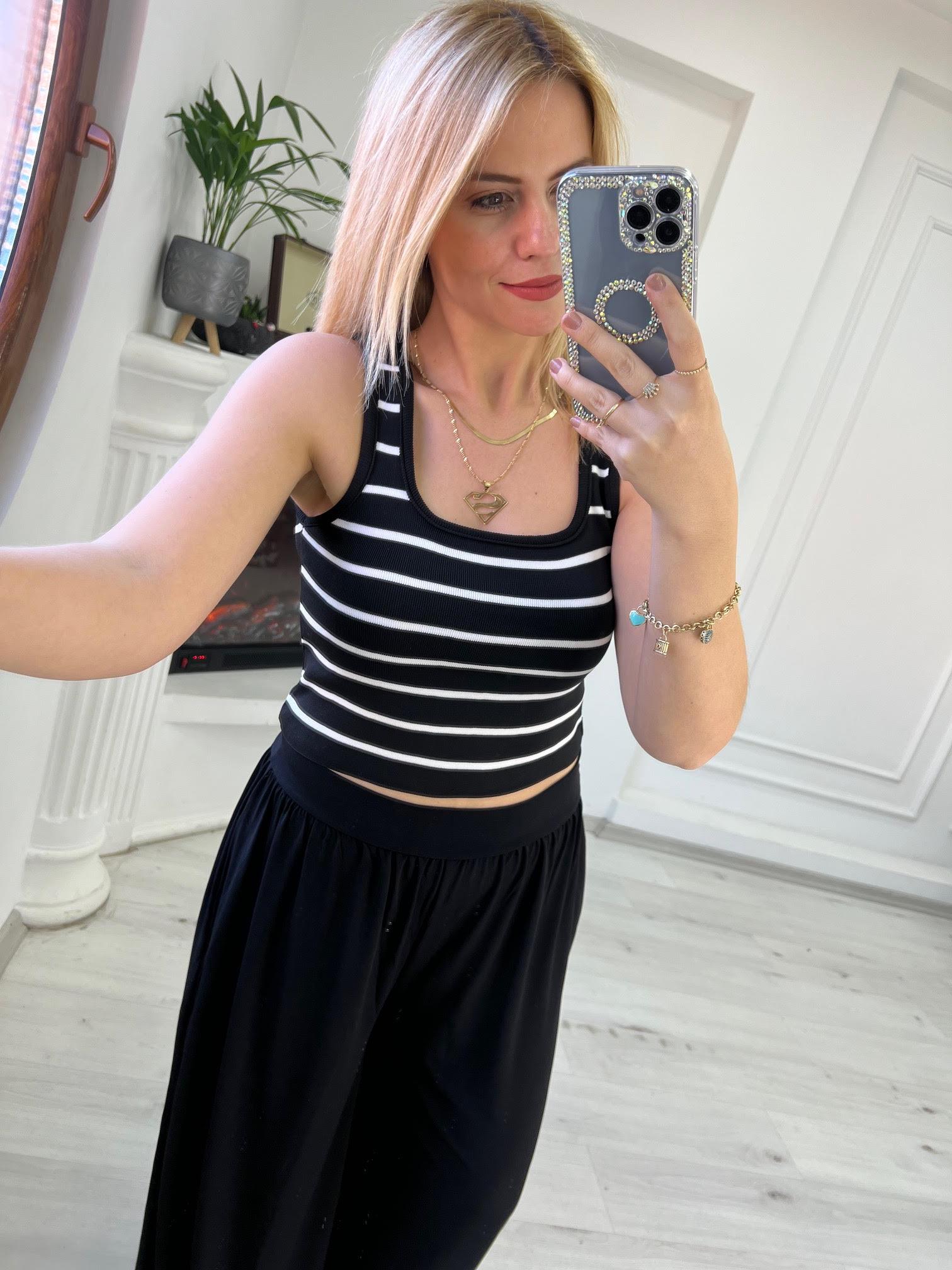 Askılı Crop ÇİZGİLİ