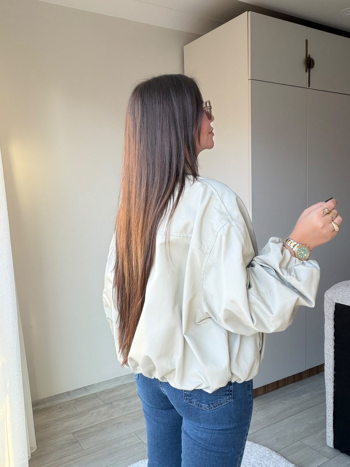 Bel Çıtçıt Detaylı Astarlı Ceket KREM