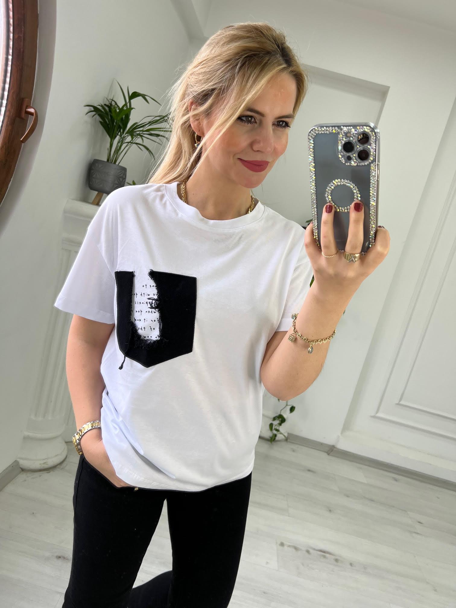 Beyaz Cepli Tshirt BEYAZ