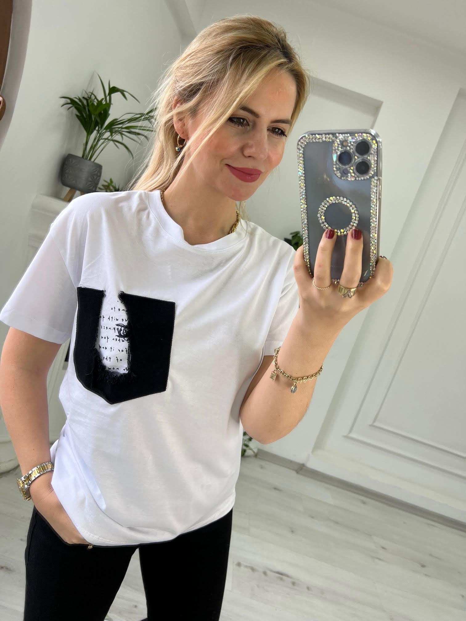 Beyaz Cepli Tshirt BEYAZ