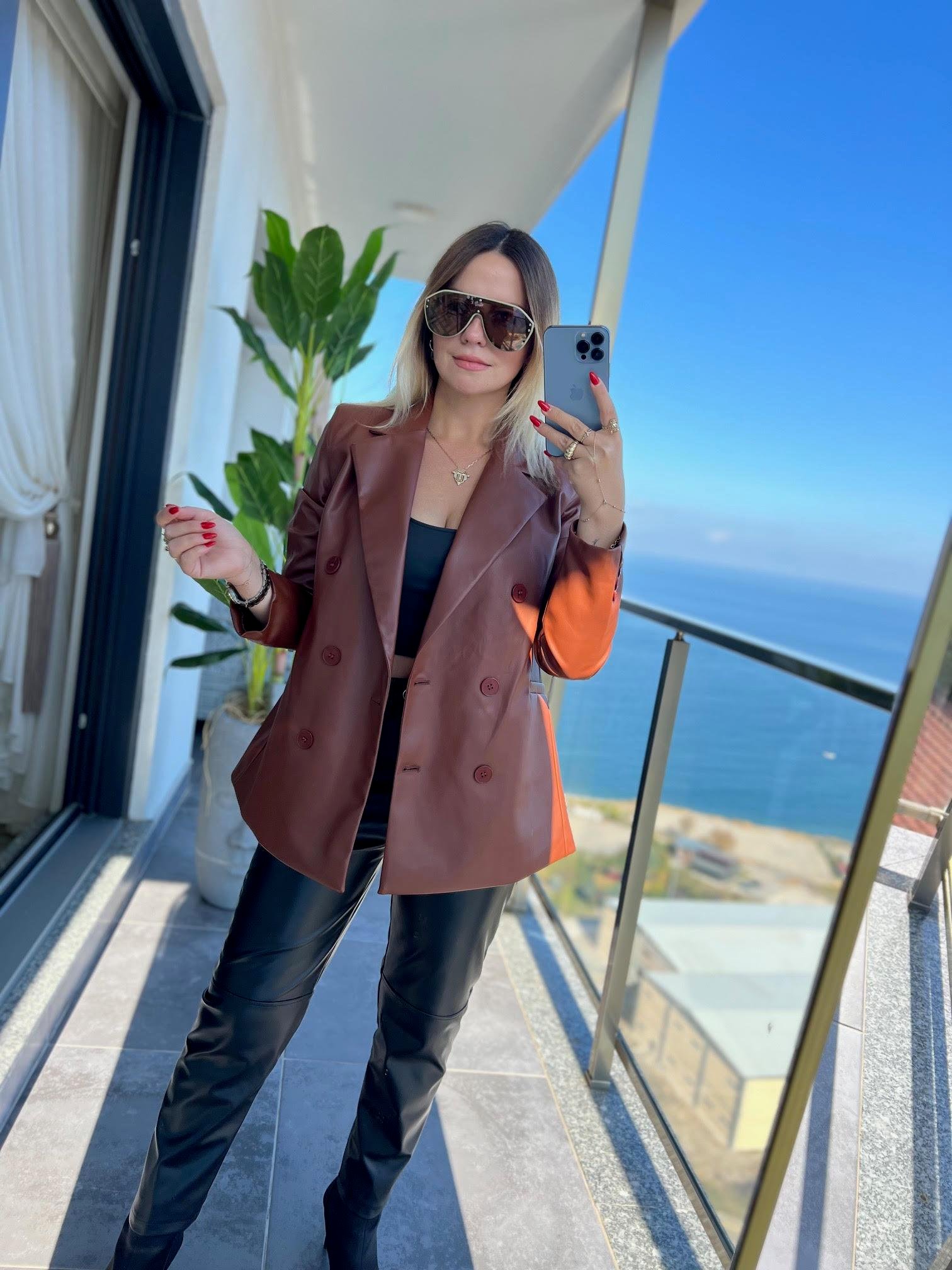 Blazer Deri Ceket TABA
