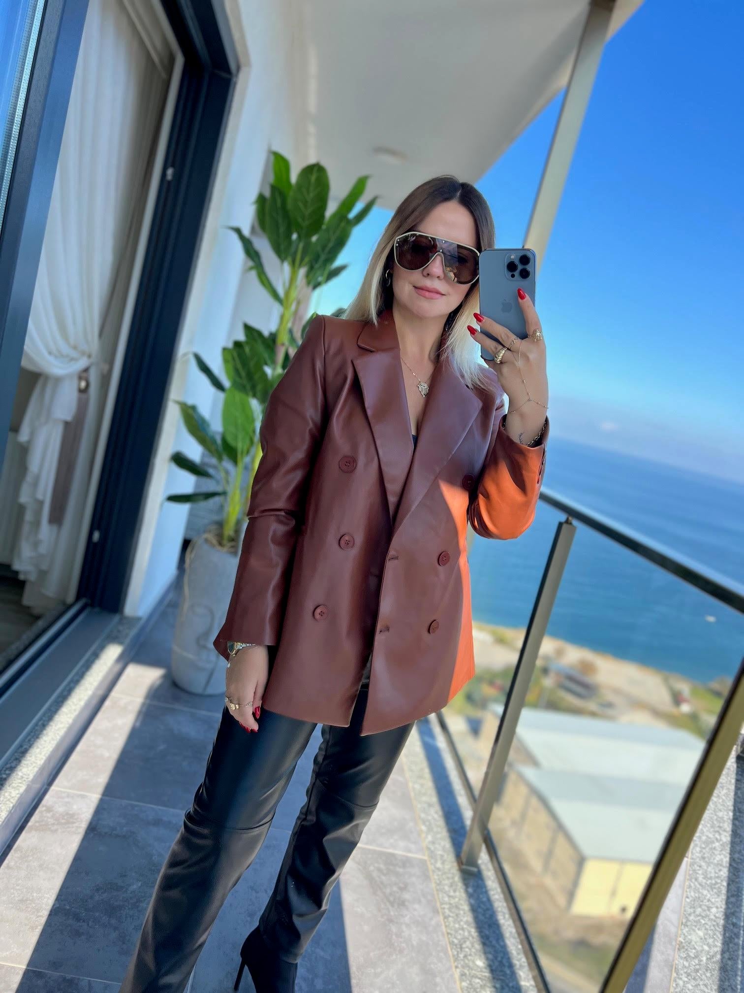 Blazer Deri Ceket TABA