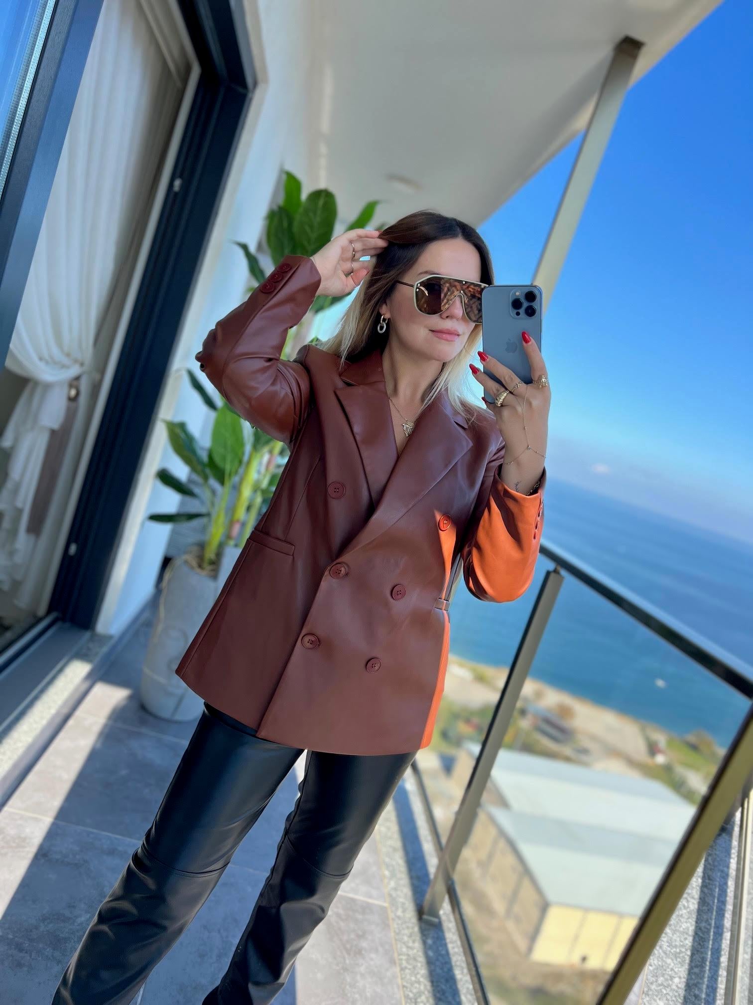 Blazer Deri Ceket TABA